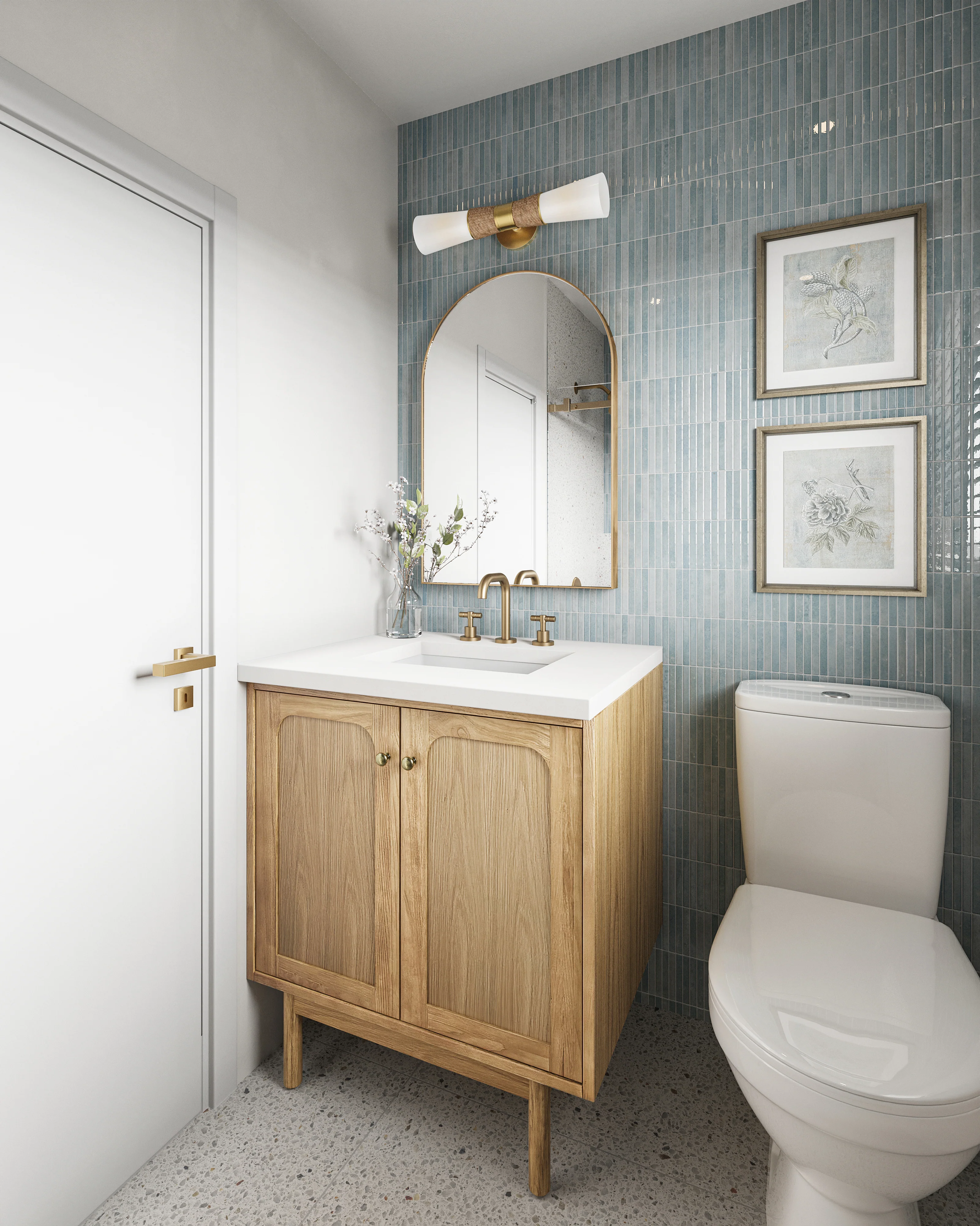 Miley 4.5x9.1 Glossy Porcelain Tile in Water - Image 11