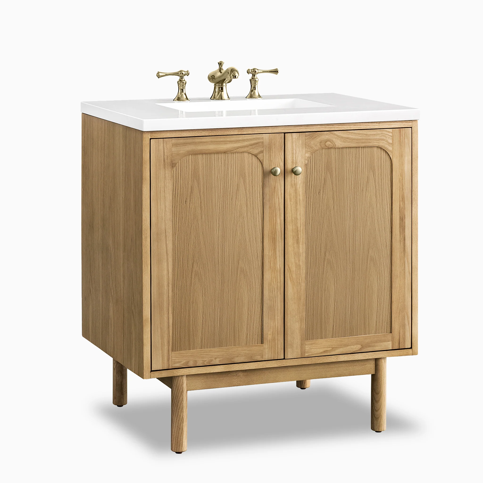 Abigail 30" Single Vanity in Light Natural Oak with 3 cm White Zeus Quartz Top - Image 3