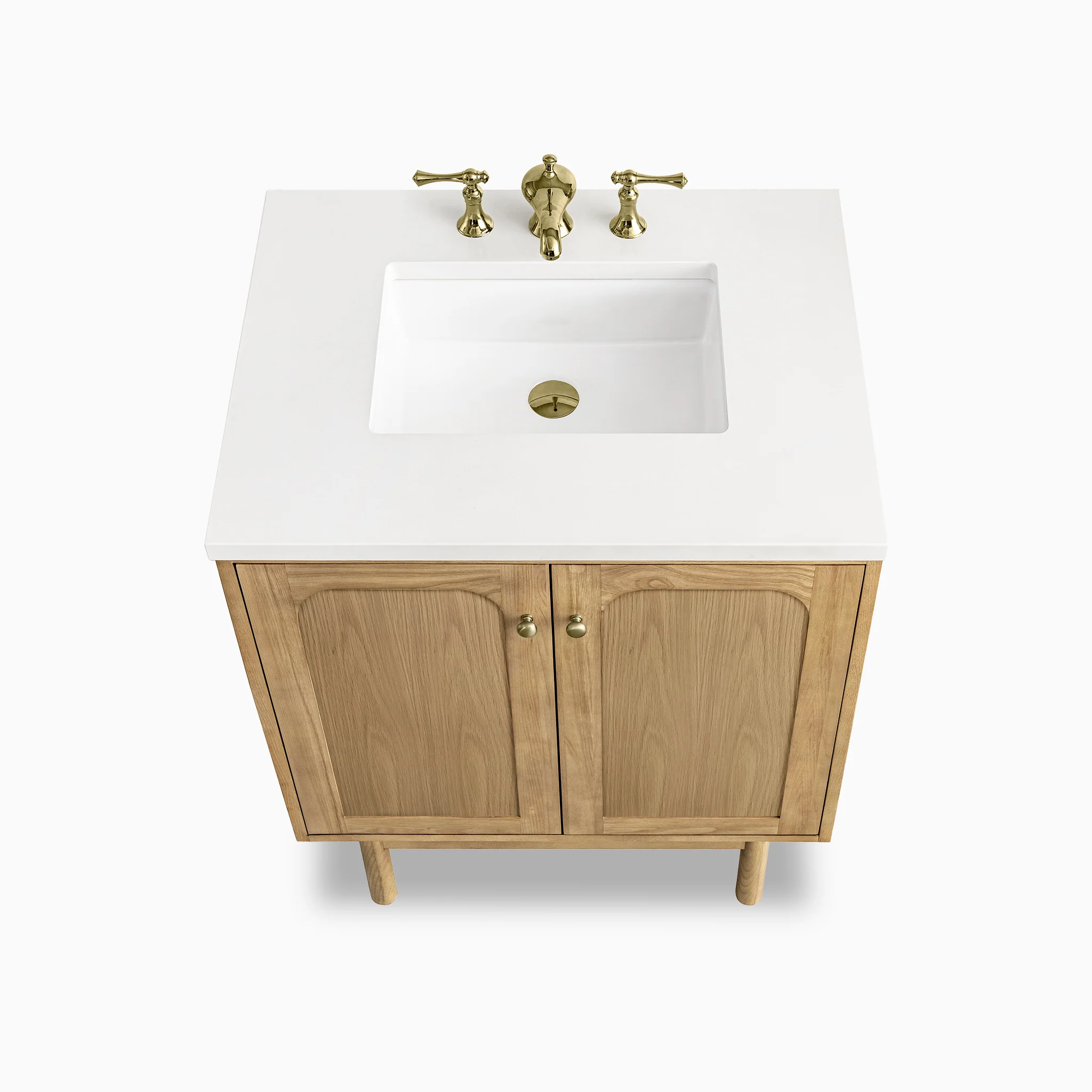 Abigail 30" Single Vanity in Light Natural Oak with 3 cm White Zeus Quartz Top - Image 4