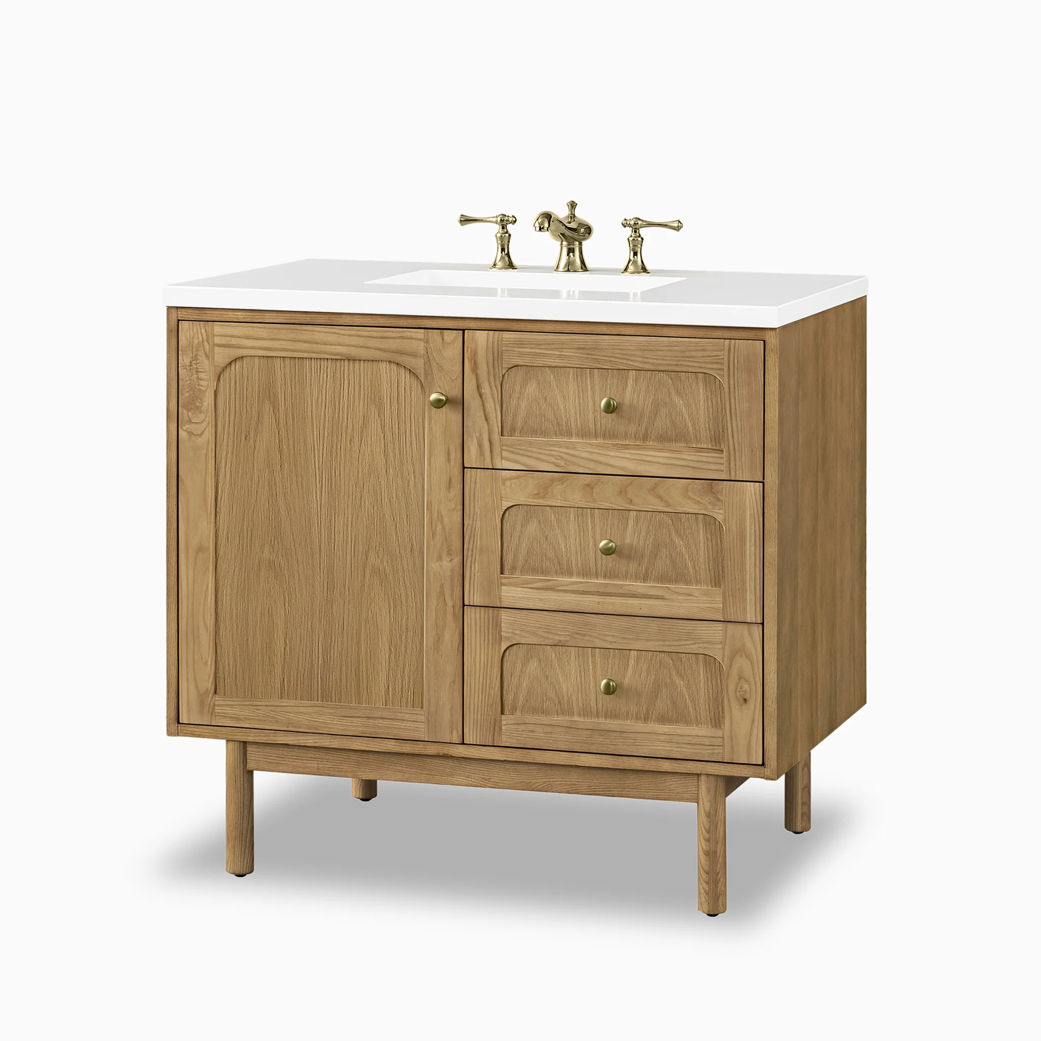 Abigail 36" Single Vanity in Light Natural Oak with 3 cm White Zeus Quartz Top - Image 3