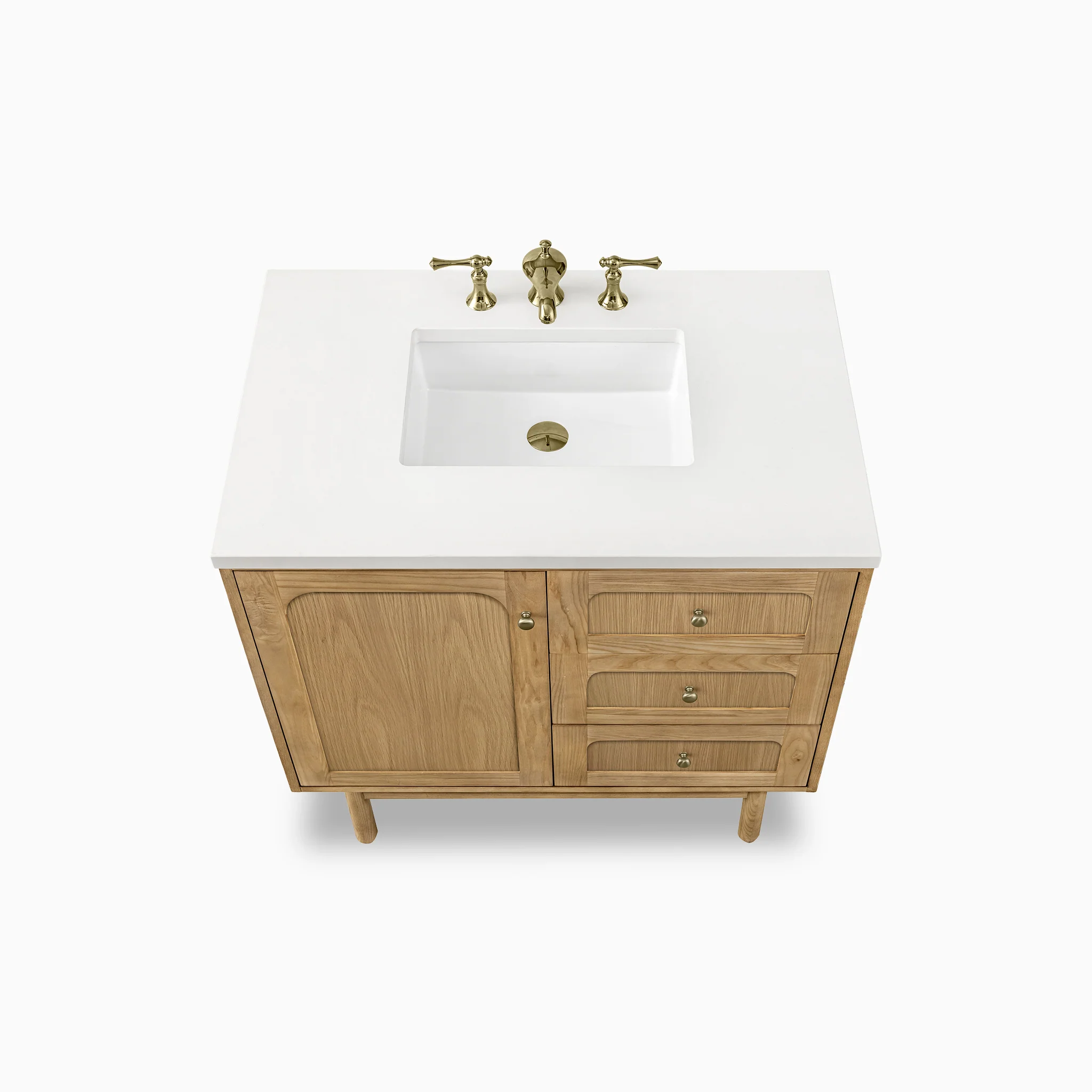 Abigail 36" Single Vanity in Light Natural Oak with 3 cm White Zeus Quartz Top - Image 4