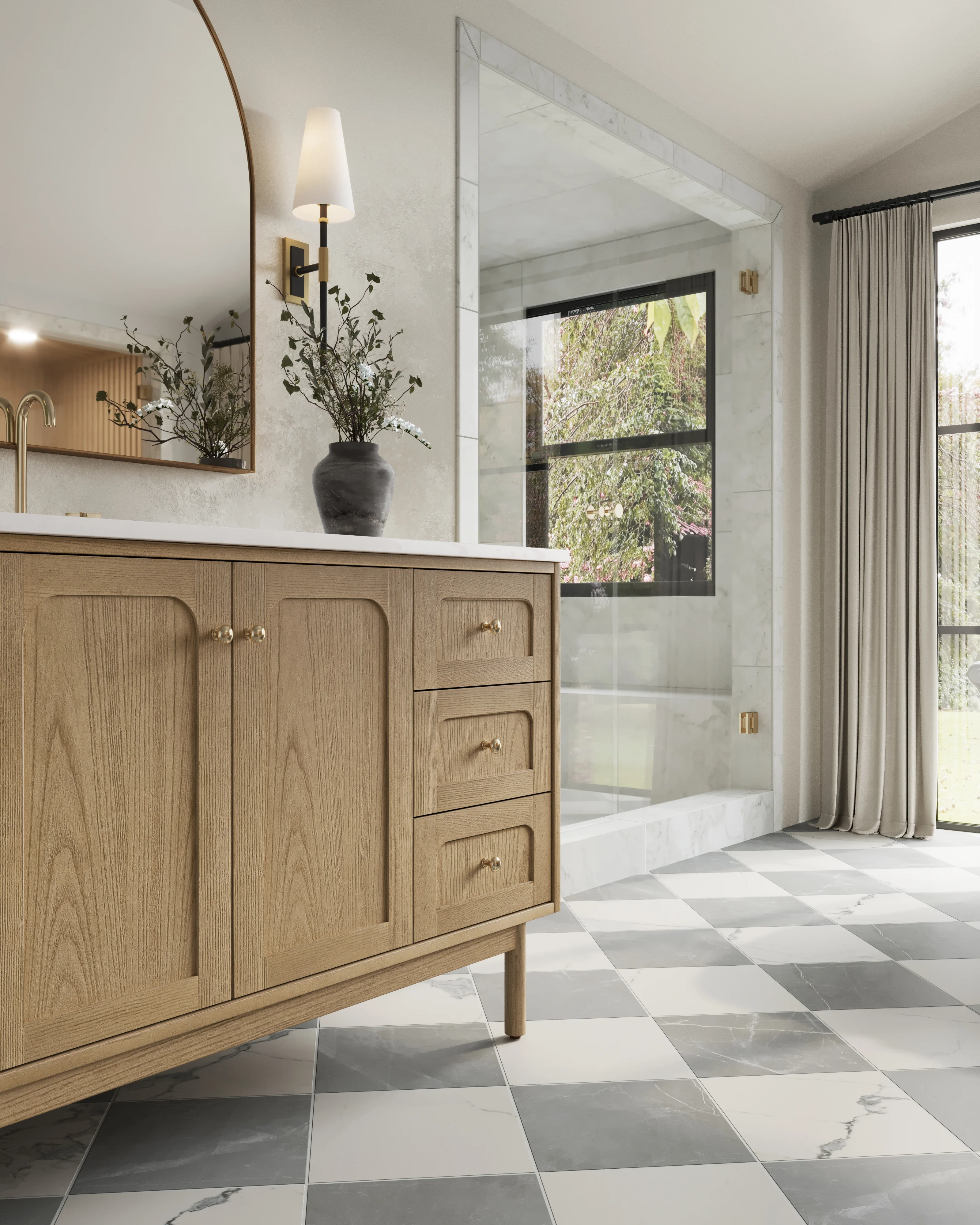 Abigail 60" Single Vanity in Light Natural Oak with 3 cm White Zeus Quartz Top - Image 10