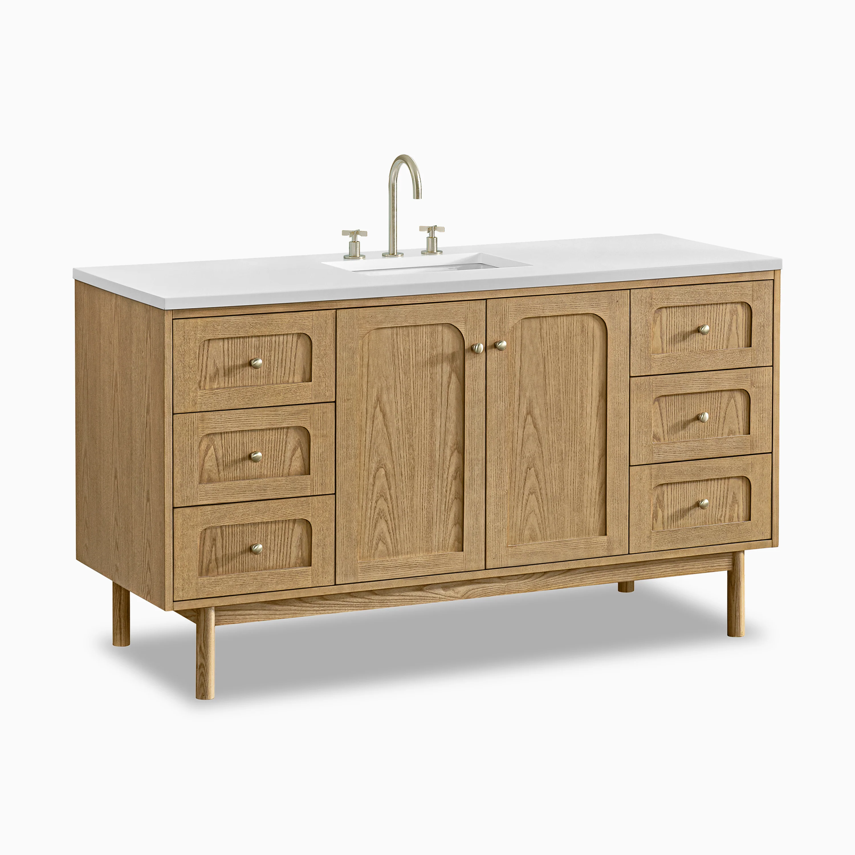 Abigail 60" Single Vanity in Light Natural Oak with 3 cm White Zeus Quartz Top - Image 3