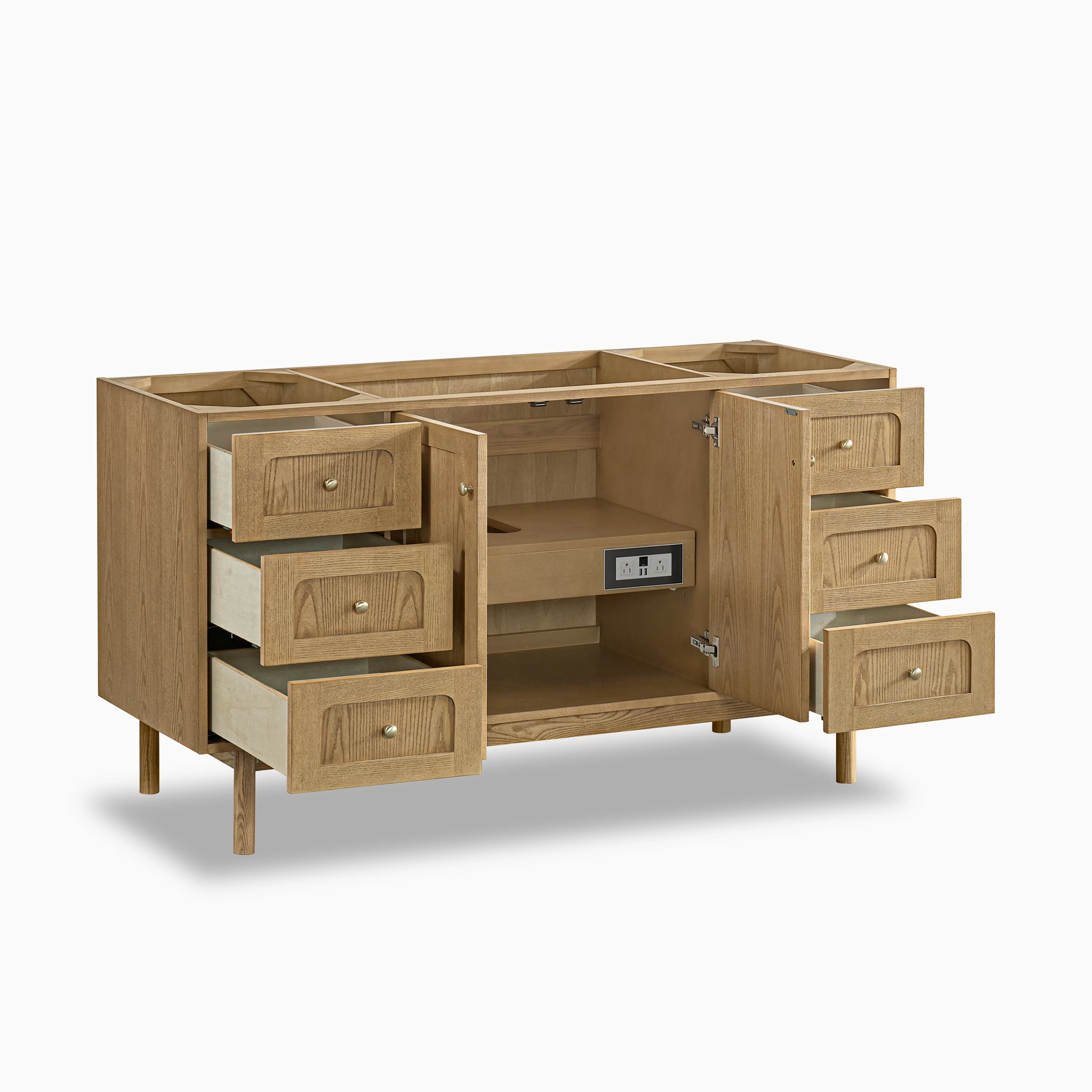 Abigail 60" Single Vanity in Light Natural Oak with 3 cm White Zeus Quartz Top - Image 4