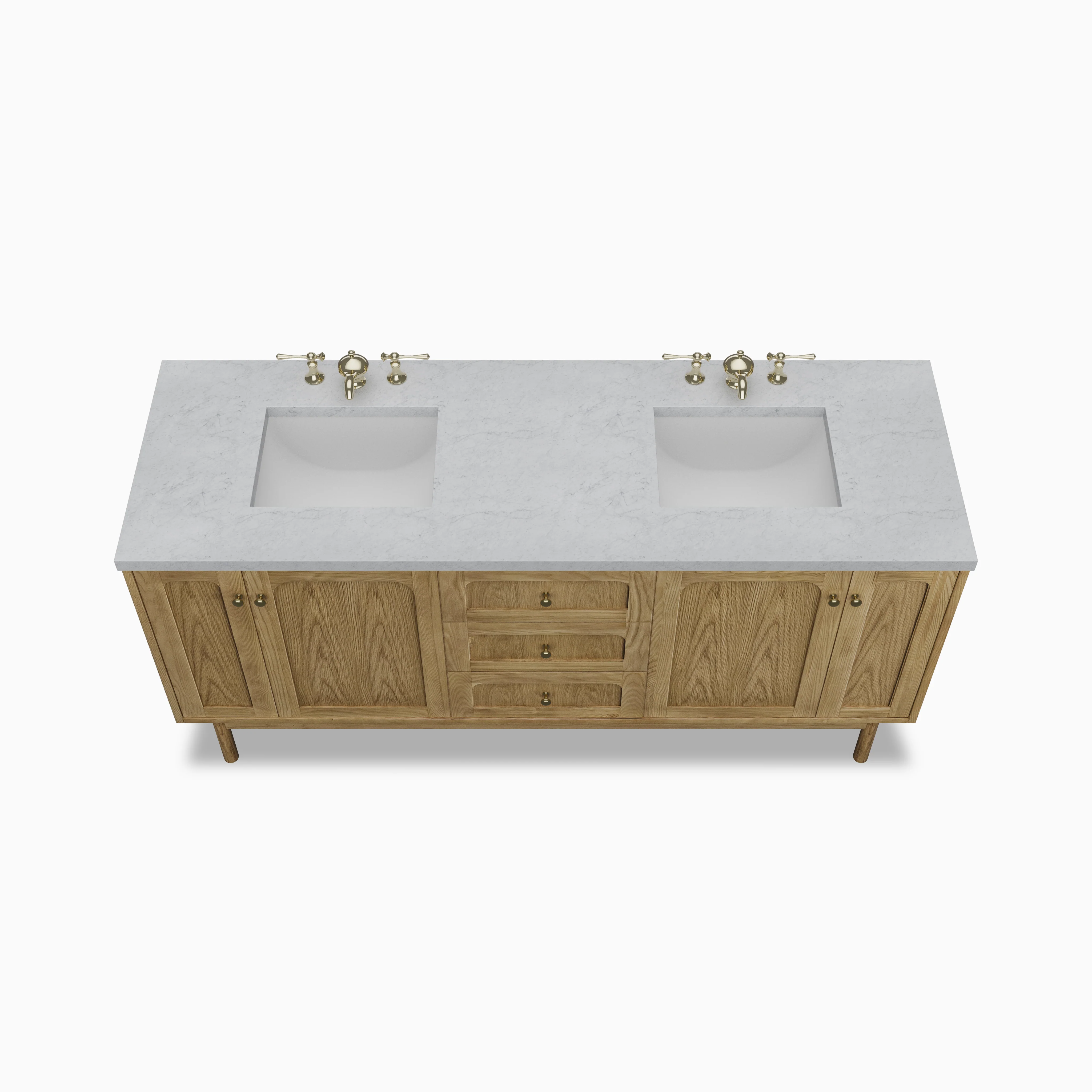 Abigail 72" Double Vanity in Light Natural Oak with 3 cm Carrara Marble Top - Image 3