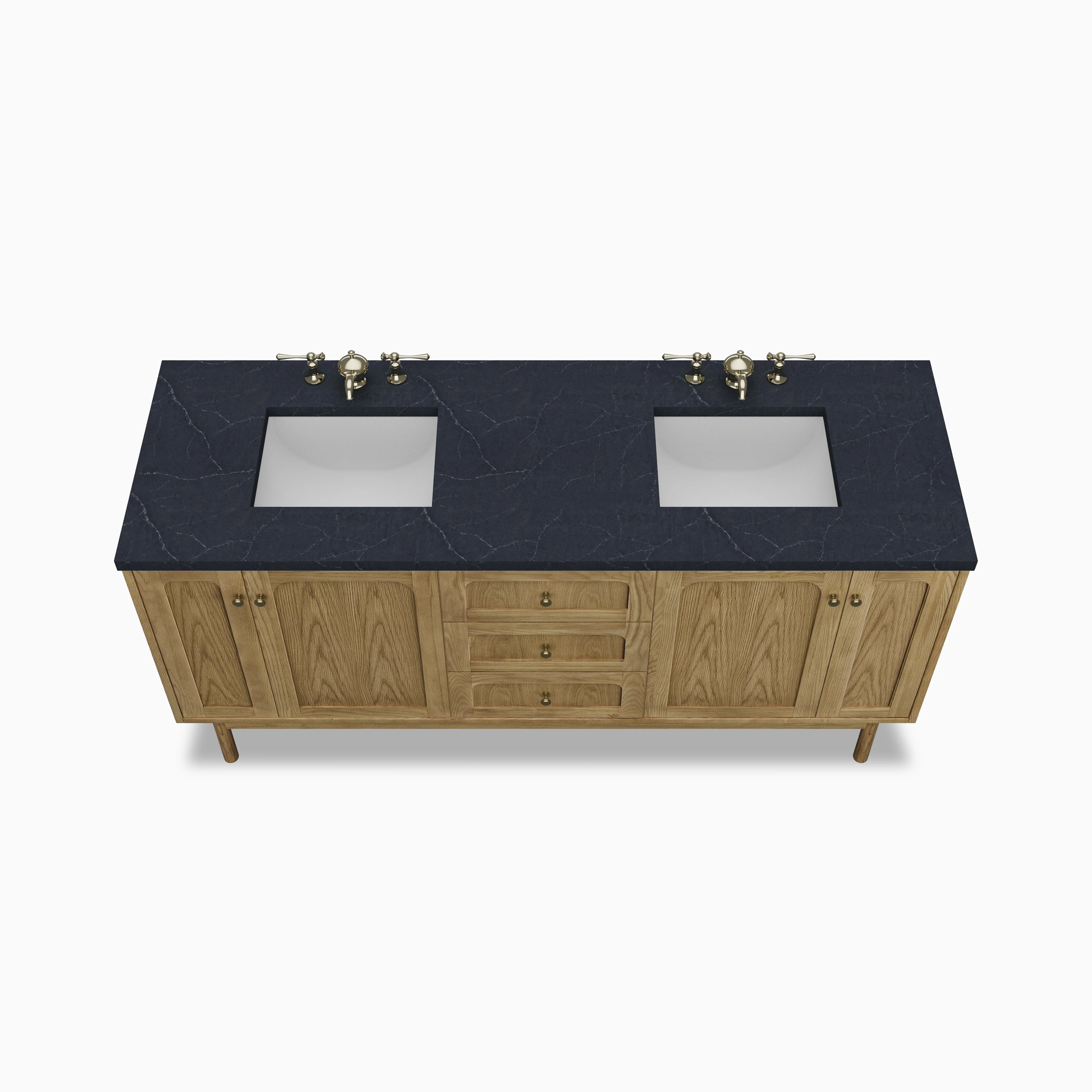 Abigail 72" Double Vanity in Light Natural Oak with 3 cm Charcoal Soapstone Quartz Top - Image 3