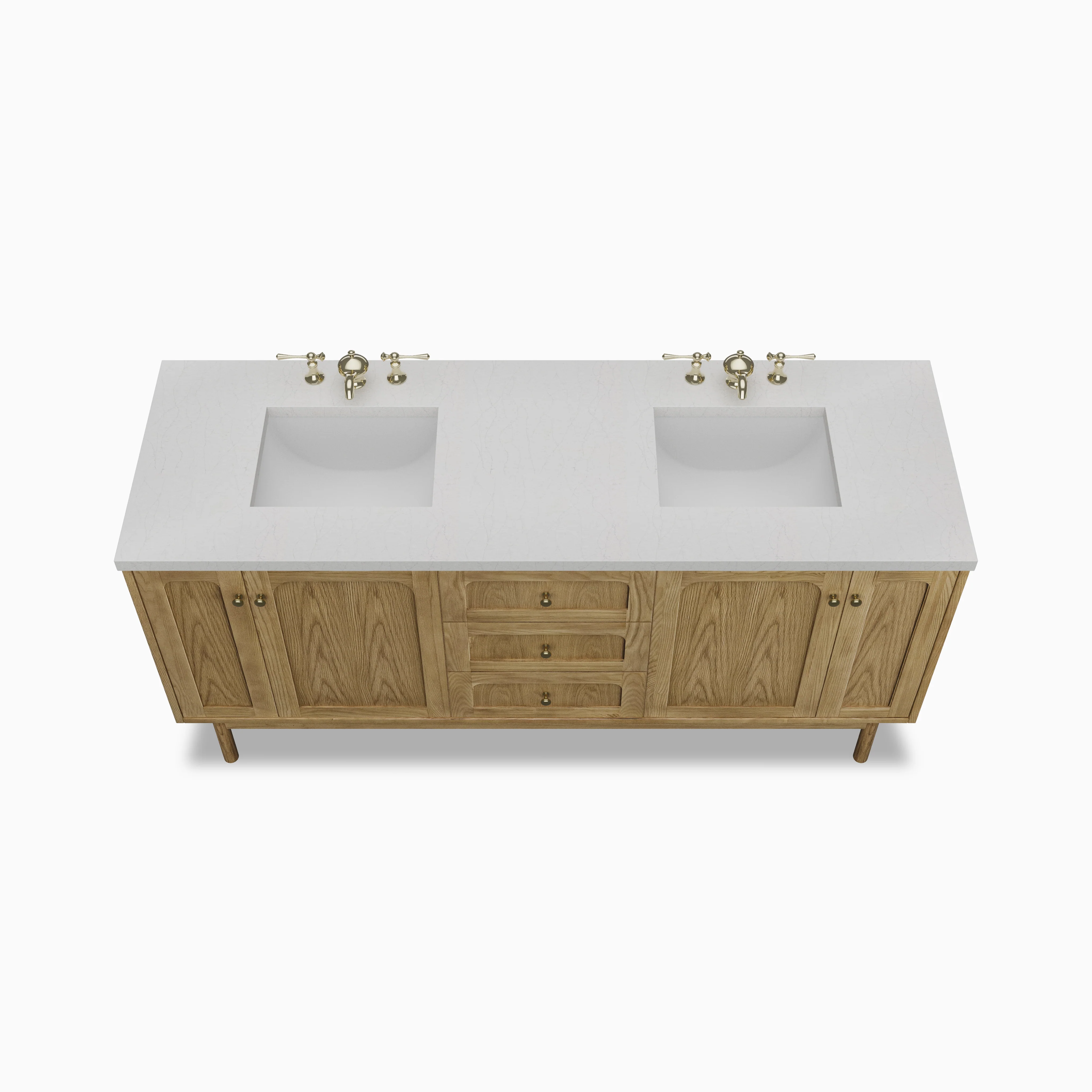 Abigail 72" Double Vanity in Light Natural Oak with 3 cm Eternal Jasmine Pearl Quartz Top - Image 3