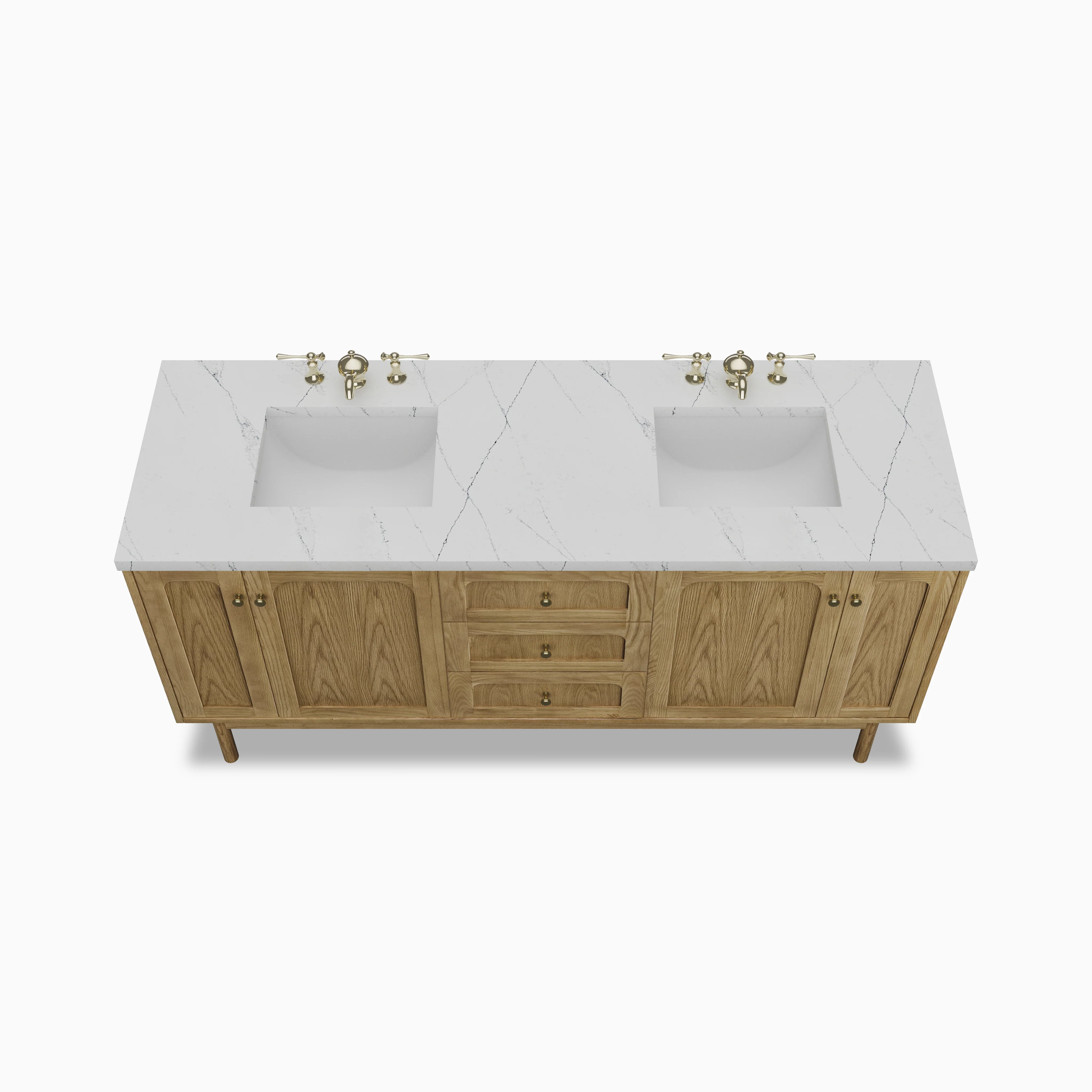 Abigail 72" Double Vanity in Light Natural Oak with 3 cm Ethereal Noctis Quartz Top - Image 3