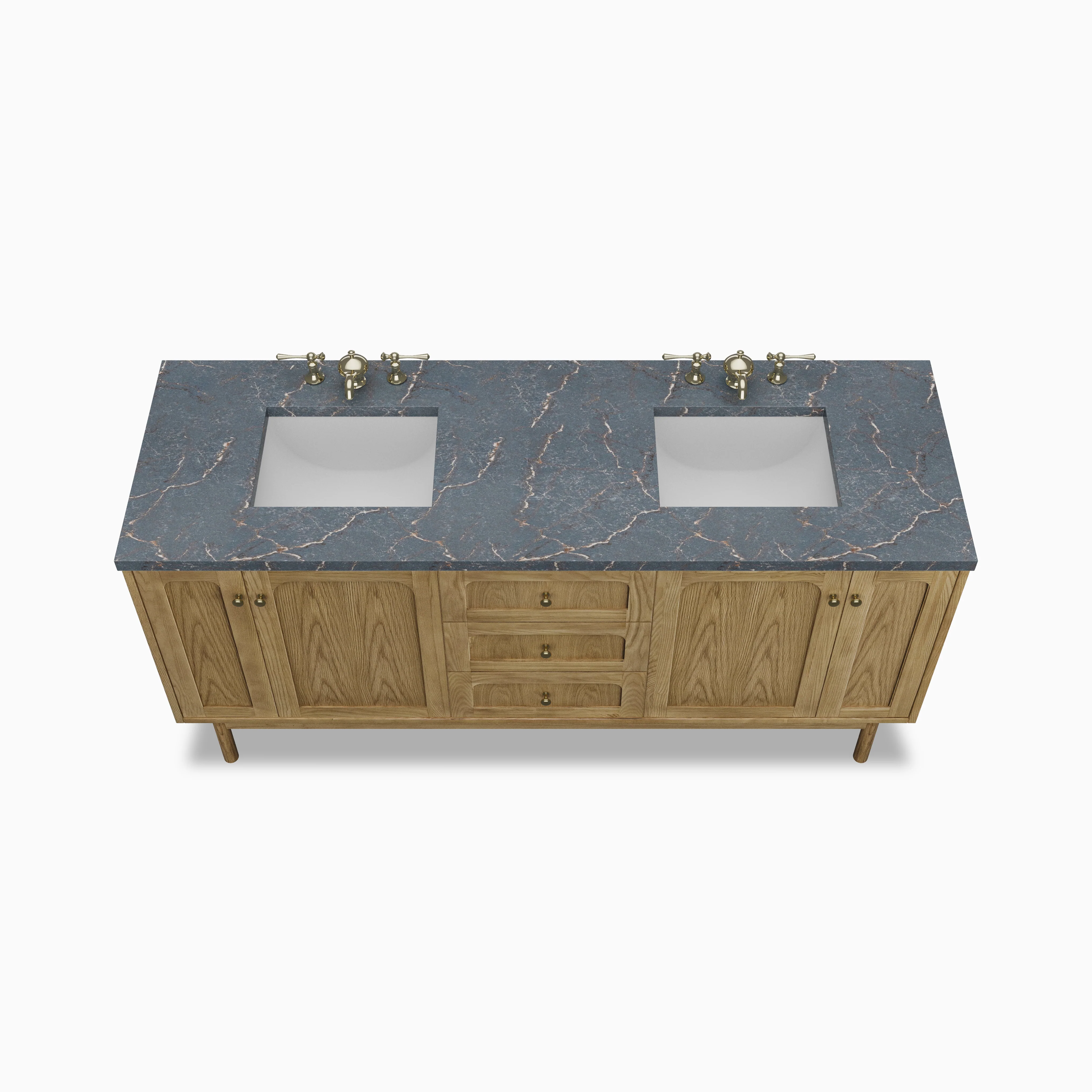 Abigail 72" Double Vanity in Light Natural Oak with 3 cm Parisien Bleu Quartz Top - Image 3