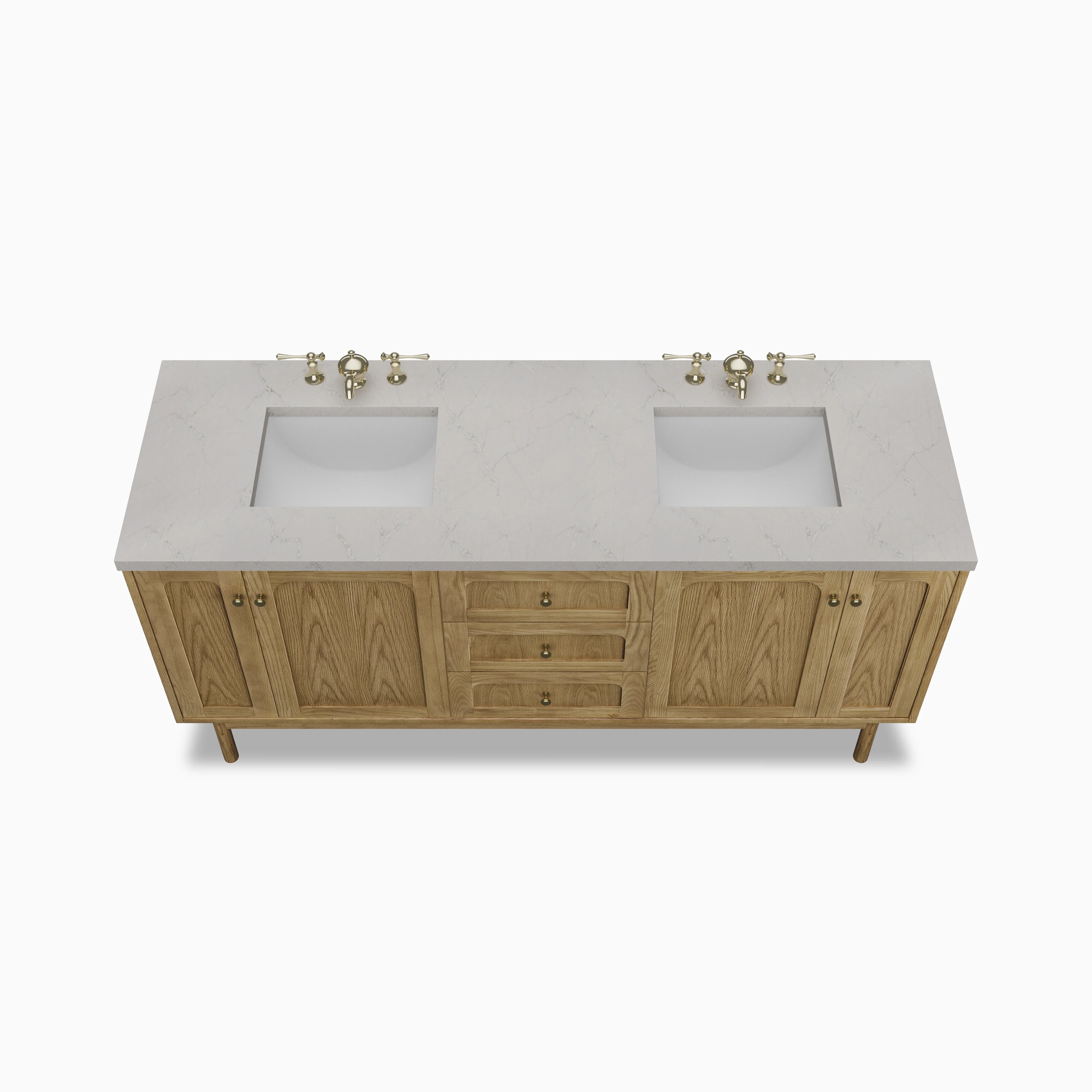 Abigail 72" Double Vanity in Light Natural Oak with 3 cm Victorian Silver Quartz Top - Image 3