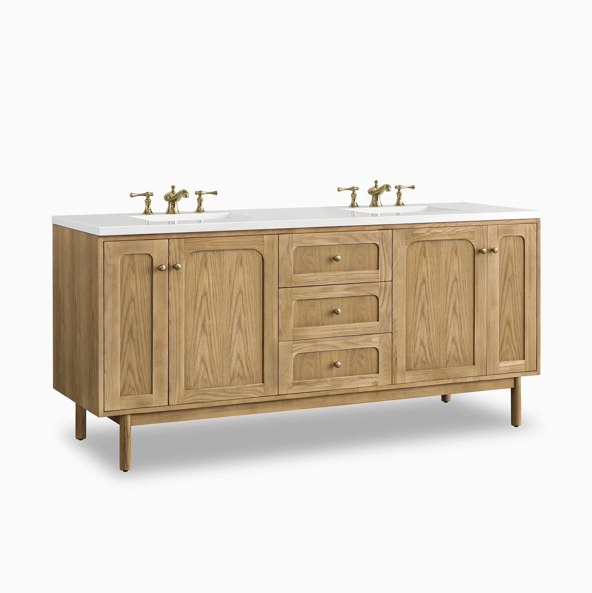 Abigail 72" Double Vanity in Light Natural Oak with 3 cm White Zeus Quartz Top - Image 3