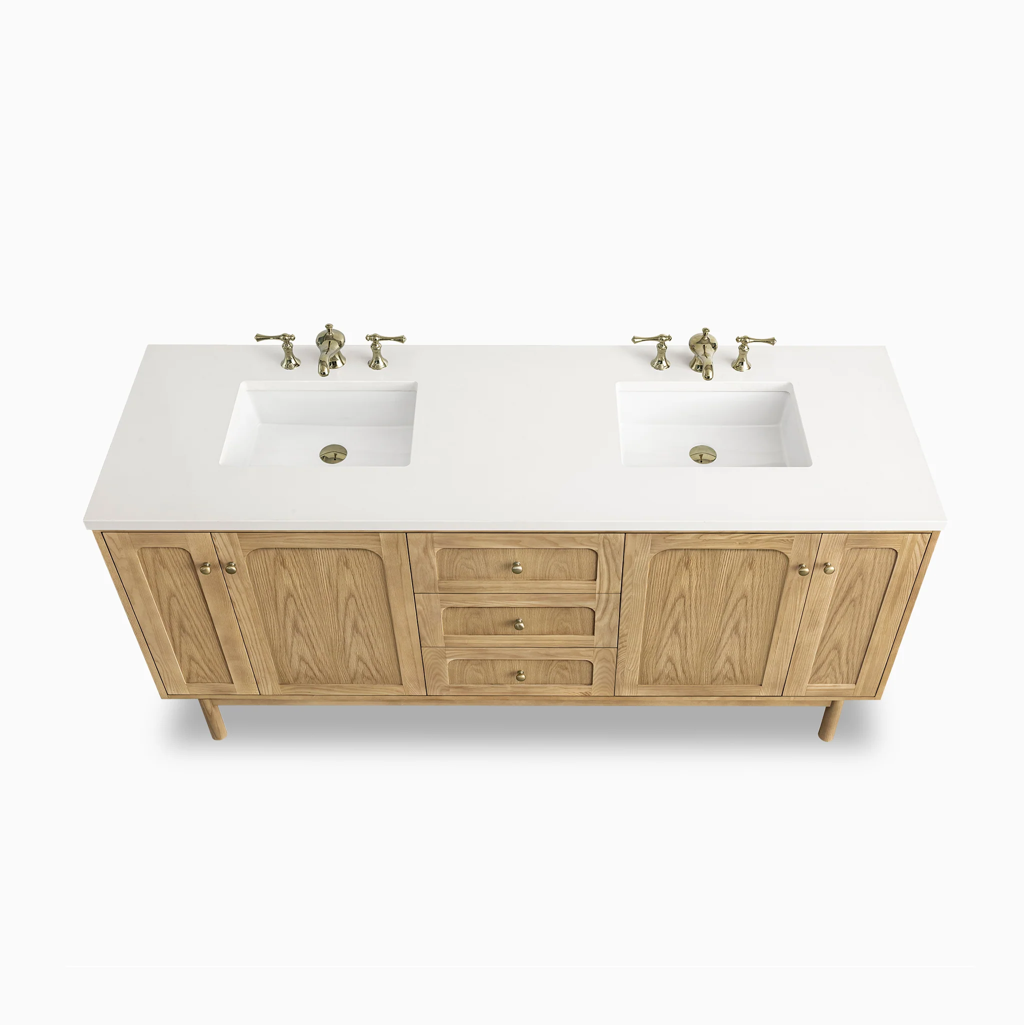 Abigail 72" Double Vanity in Light Natural Oak with 3 cm White Zeus Quartz Top - Image 4