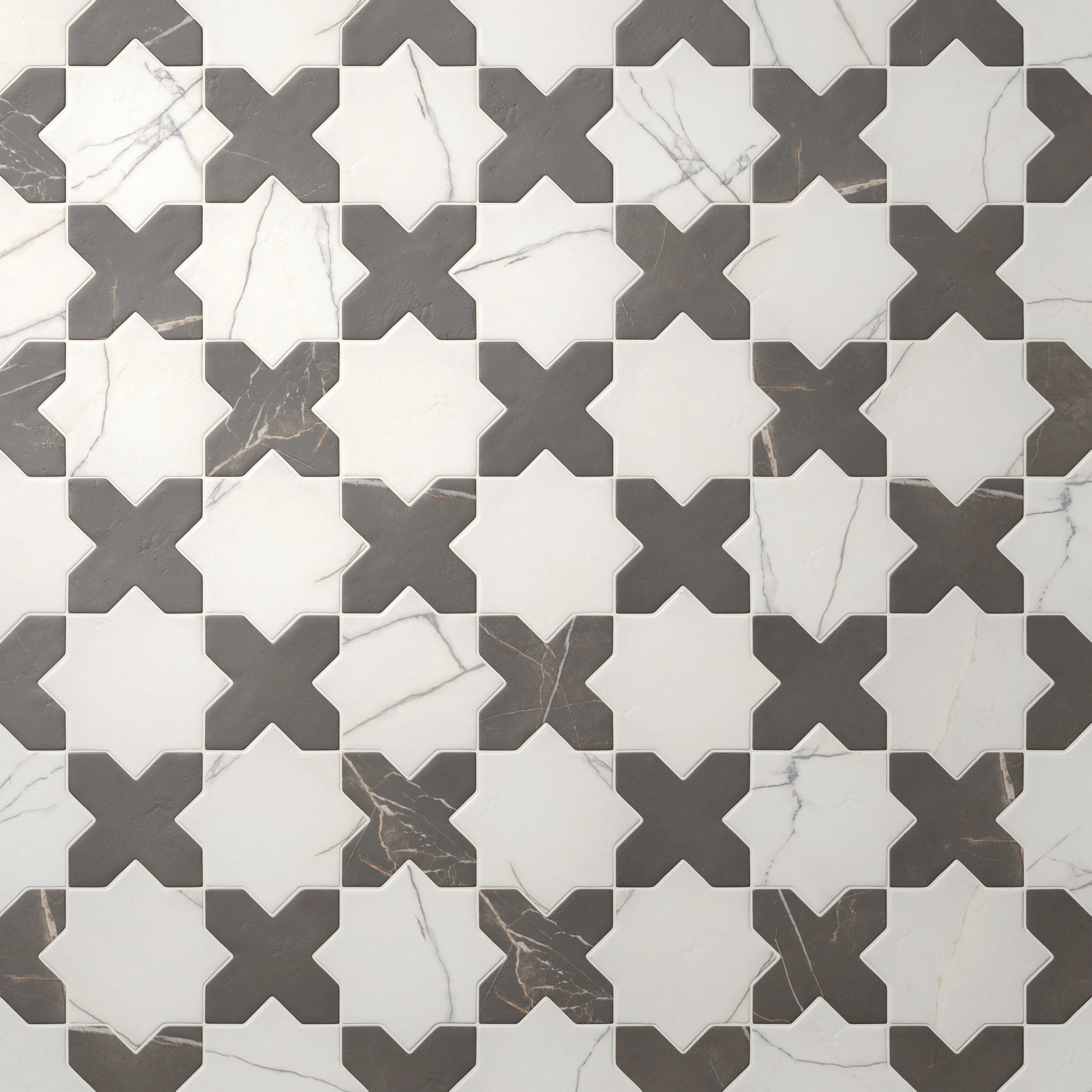 Aslan 6x12 Porcelain Tile Star in Calacatta and Cross in Imperial - Image 4