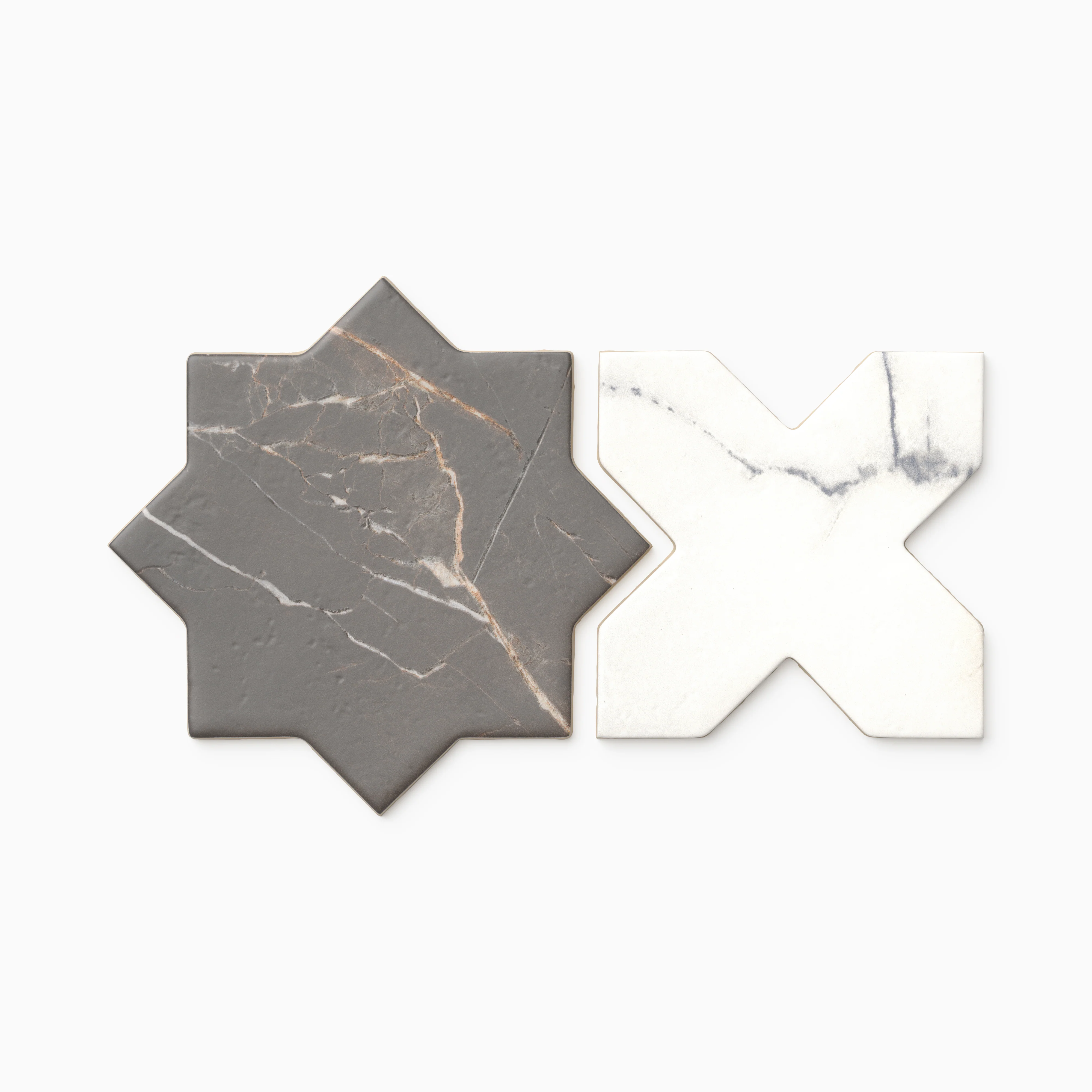 Aslan 6x12 Porcelain Tile Star in Imperial and Cross in Calacatta - Image 3