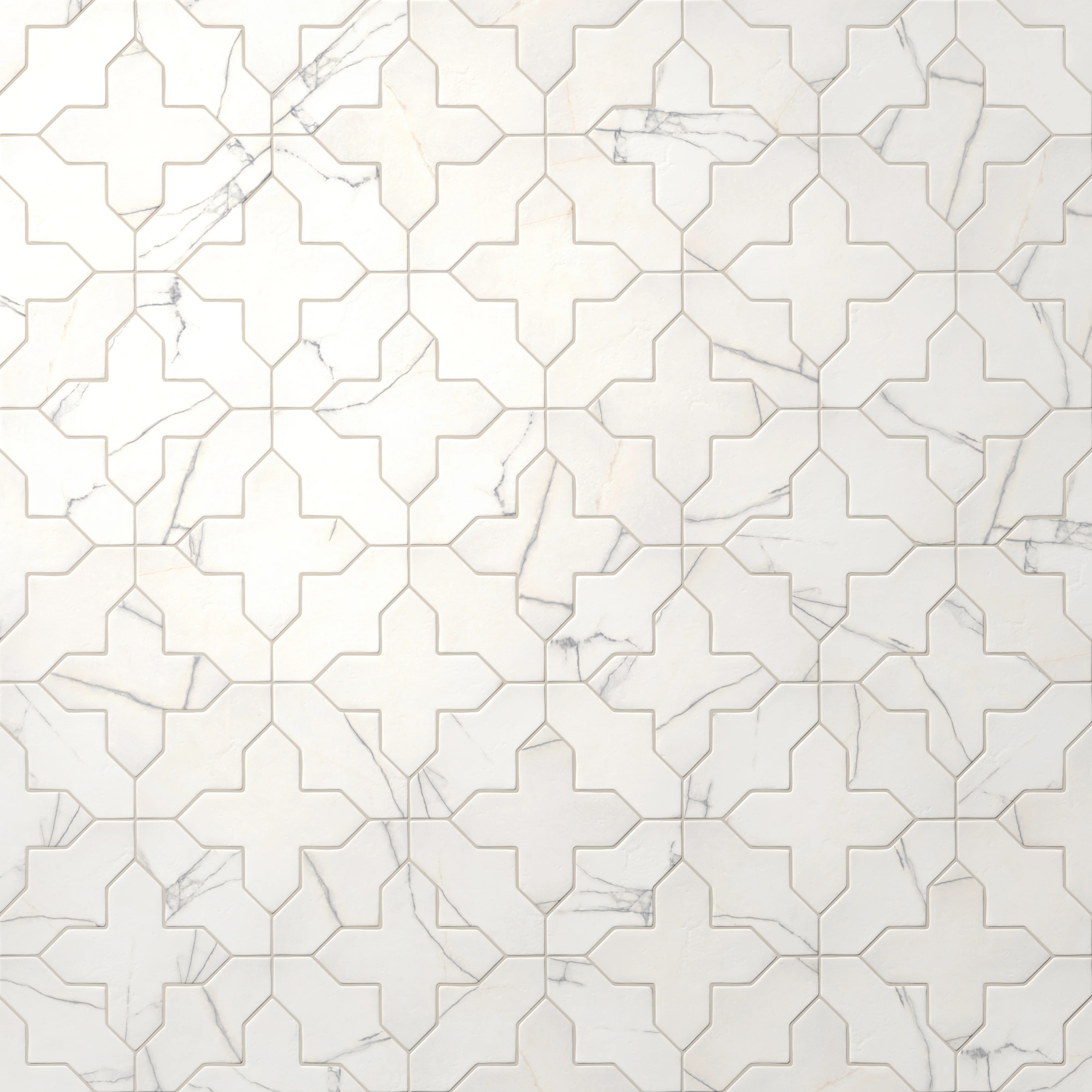 Aslan 8x8 Porcelain Tile Shield in Calacatta and Cross in Calacatta - Image 4