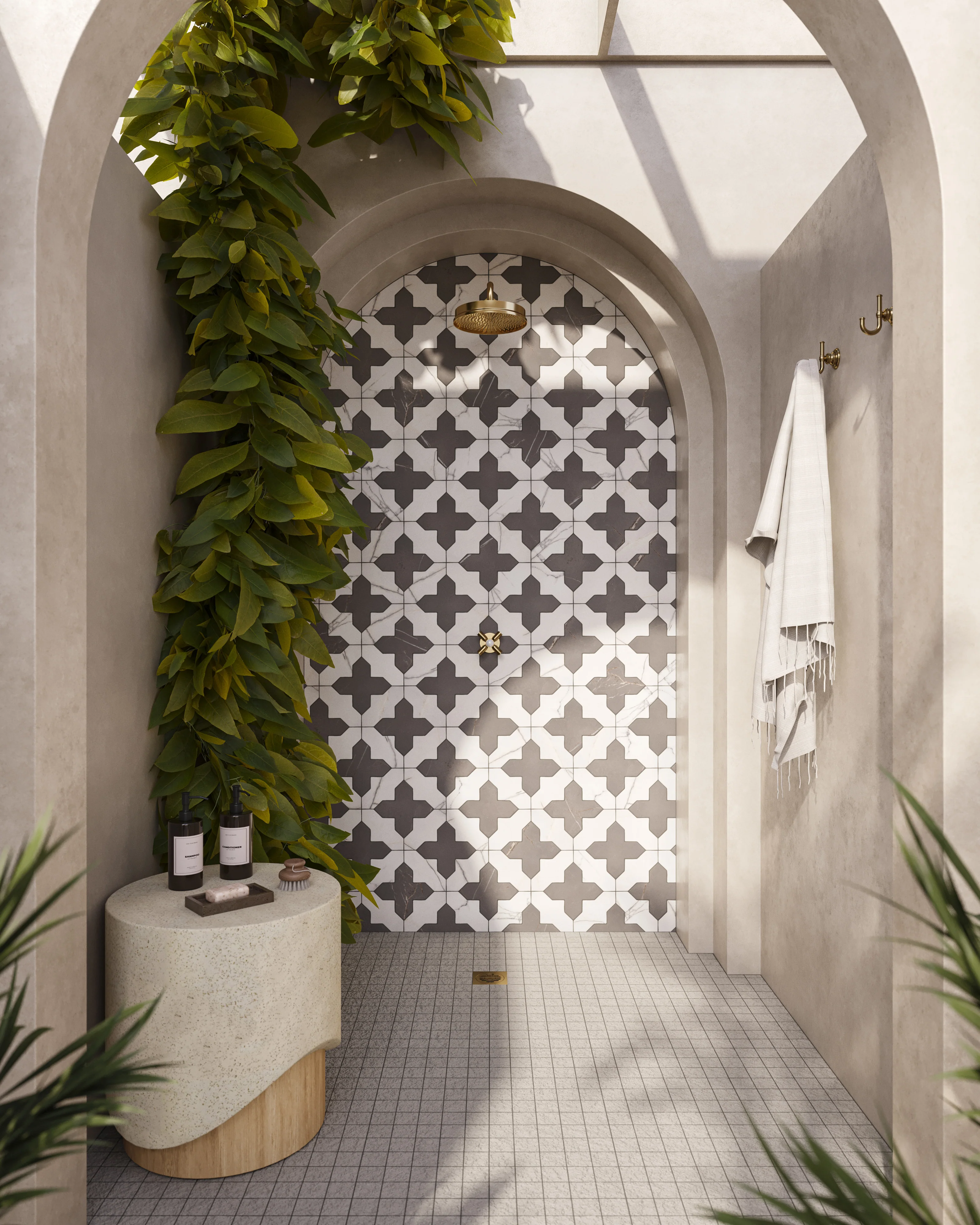 Aslan 8x8 Porcelain Tile Shield in Calacatta and Cross in Imperial - Image 6