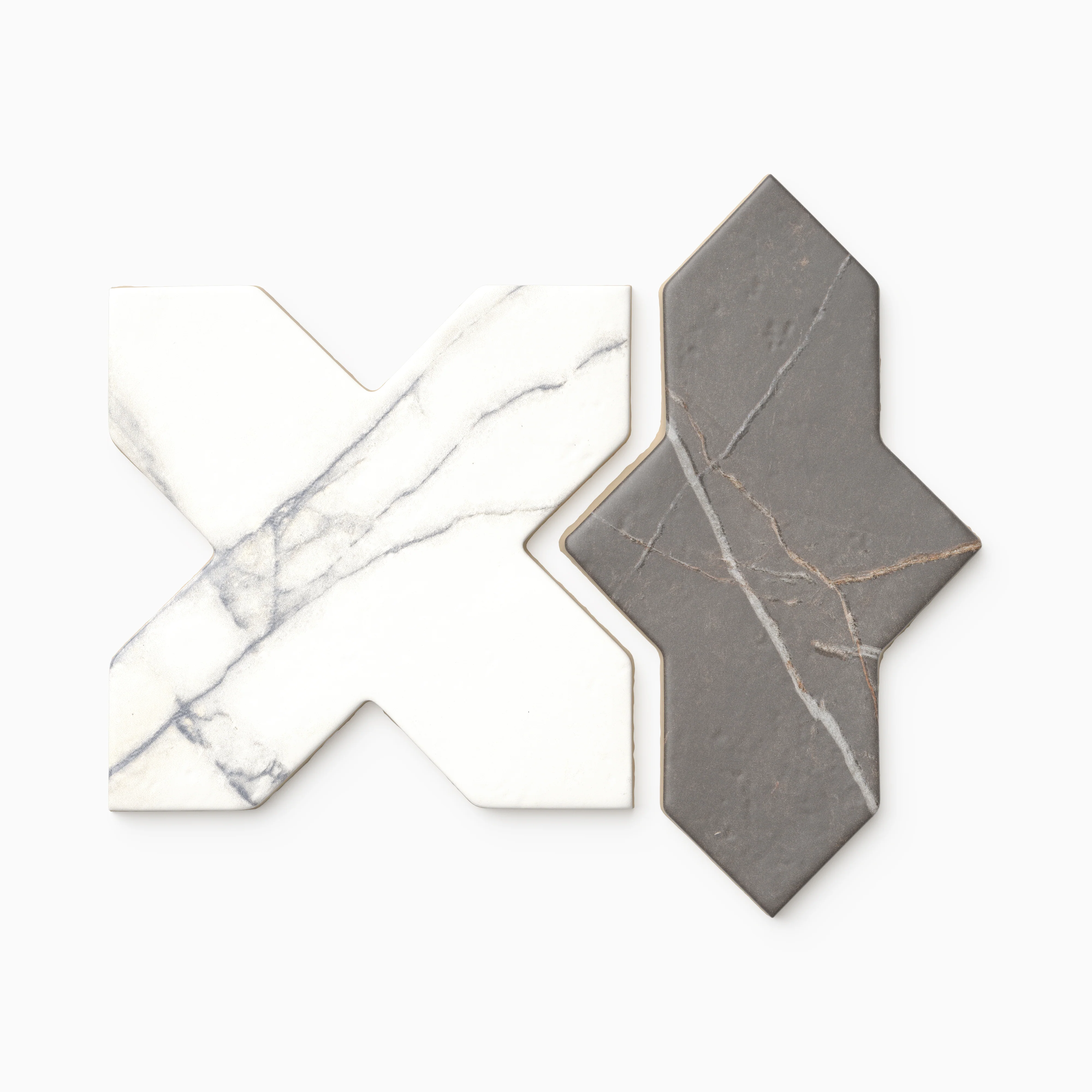 Aslan 8x8 Porcelain Tile Shield in Imperial and Cross in Calacatta - Image 3