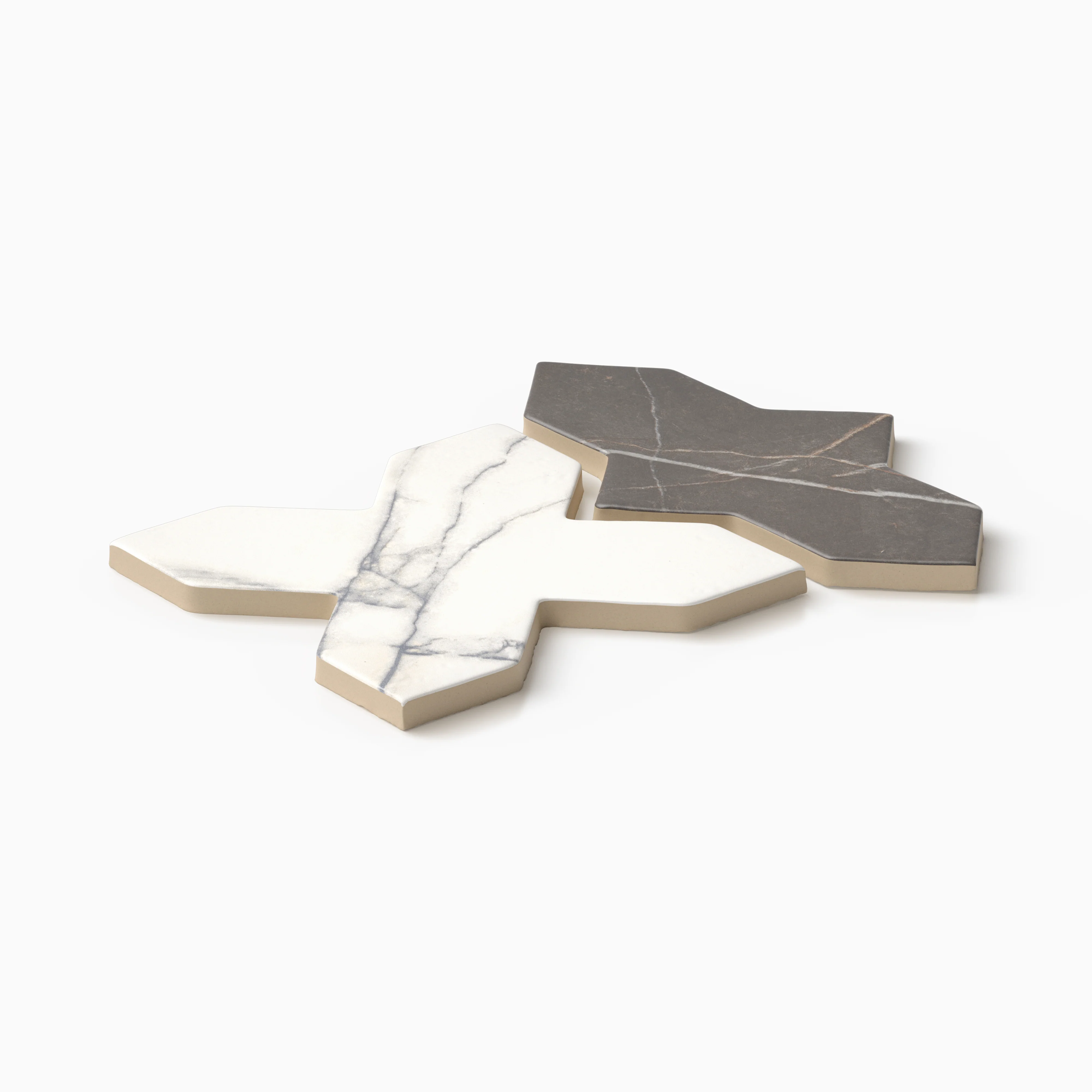 Aslan 8x8 Porcelain Tile Shield in Imperial and Cross in Calacatta - Image 4