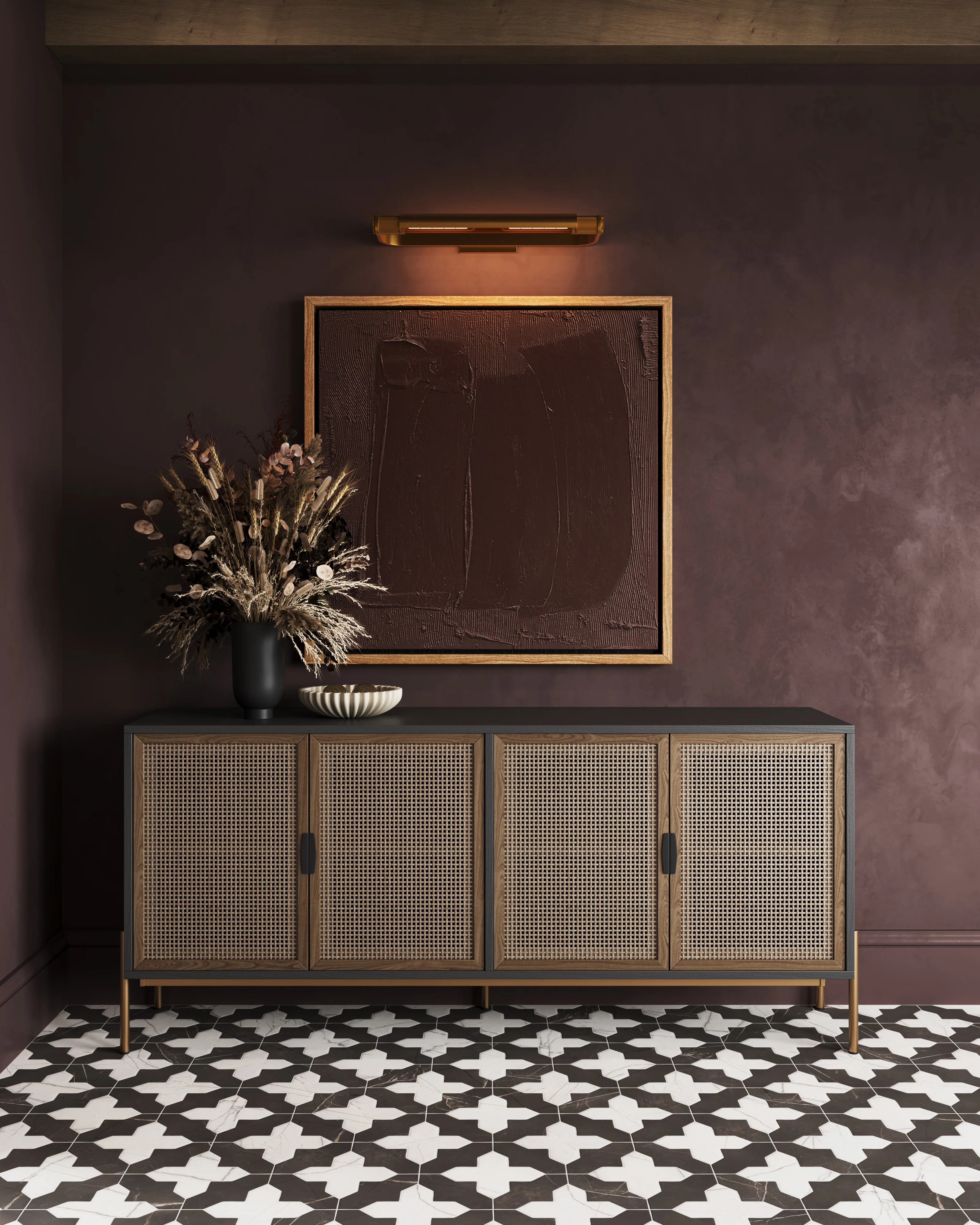 Aslan 8x8 Porcelain Tile Shield in Imperial and Cross in Calacatta - Image 6