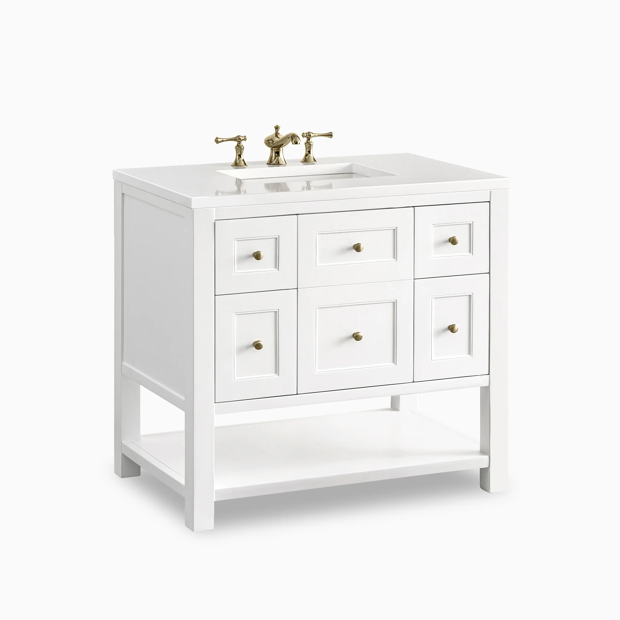 Bridgette 36" Single Vanity in Bright White with 3 cm White Zeus Quartz Top - Image 3