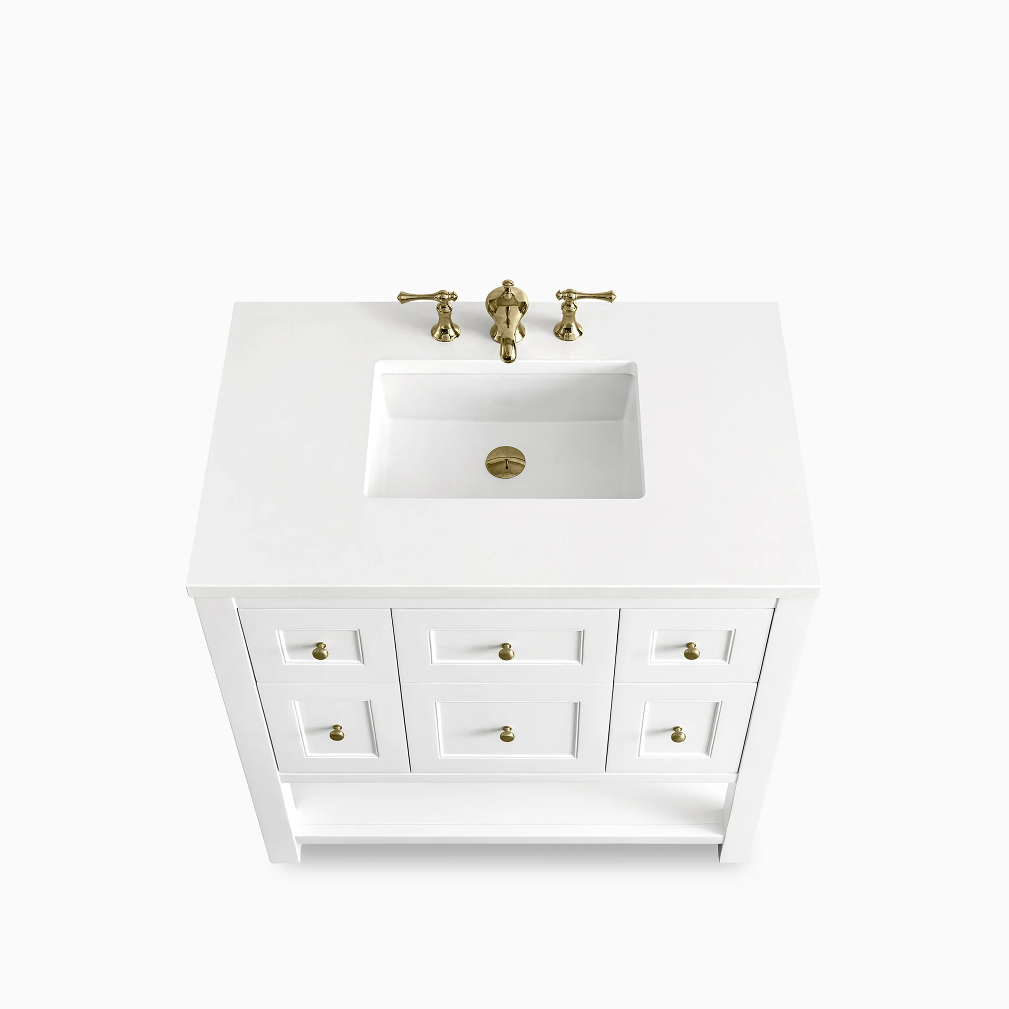 Bridgette 36" Single Vanity in Bright White with 3 cm White Zeus Quartz Top - Image 4