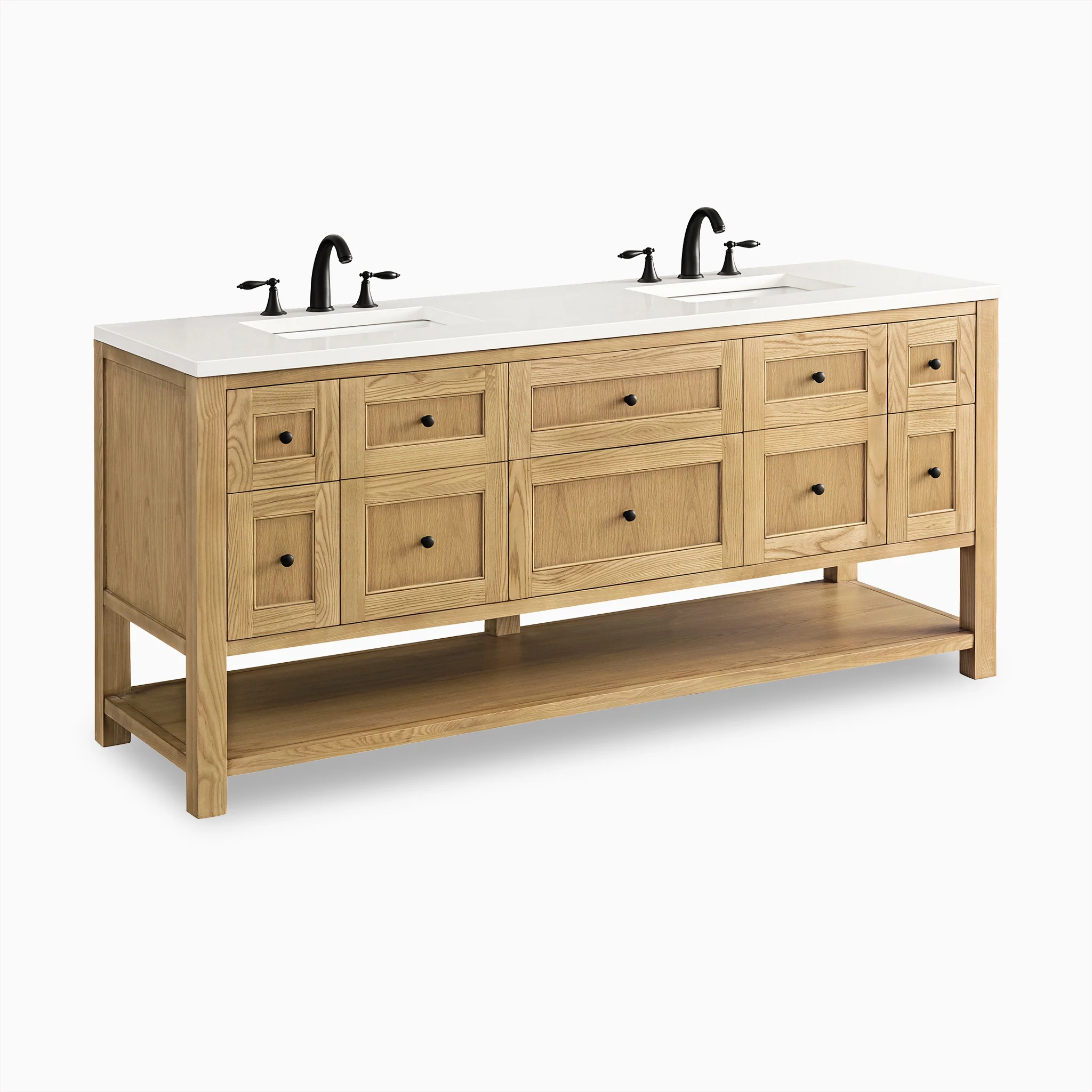 Bridgette 72" Double Vanity in Light Natural Oak with 3 cm White Zeus Quartz Top - Image 3