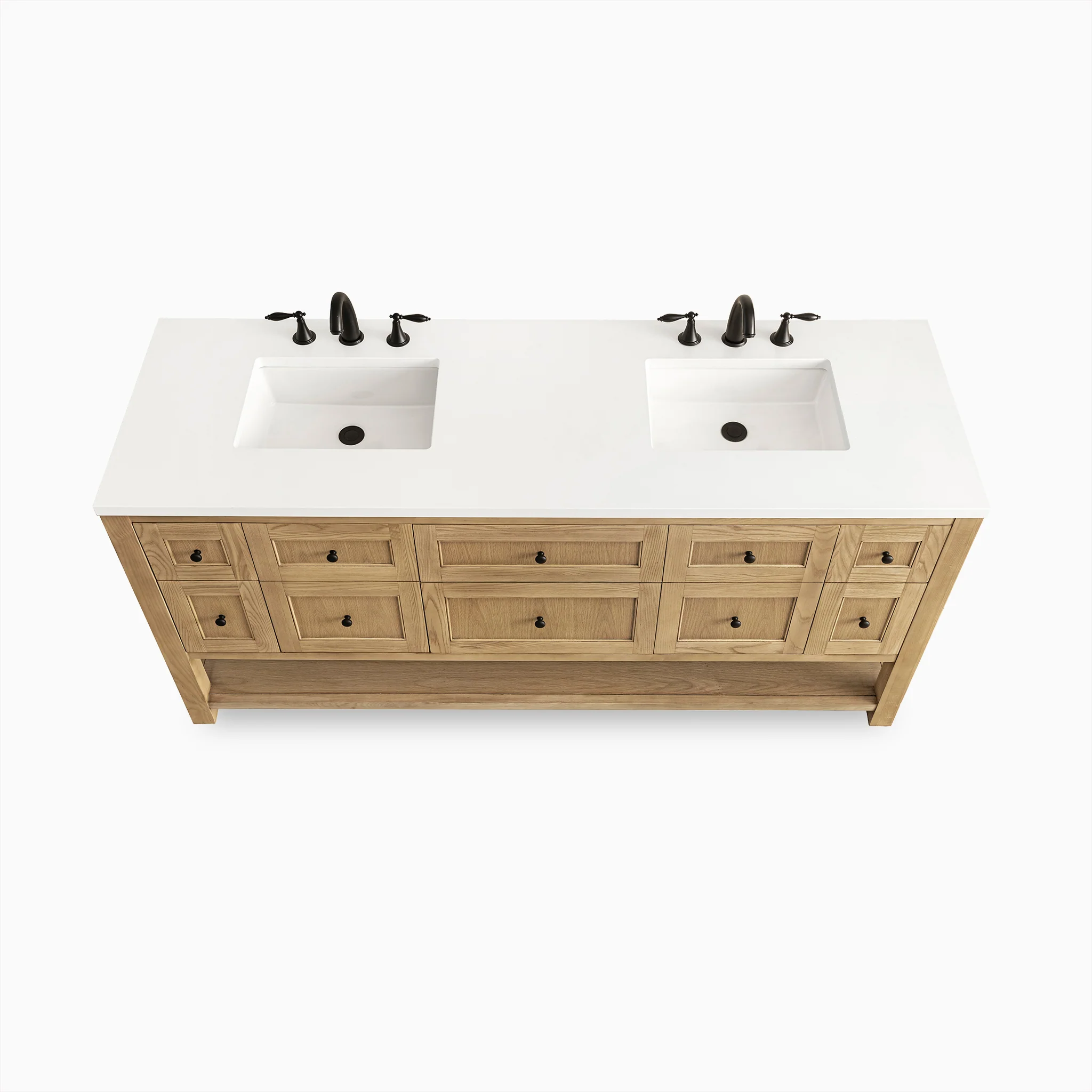 Bridgette 72" Double Vanity in Light Natural Oak with 3 cm White Zeus Quartz Top - Image 4