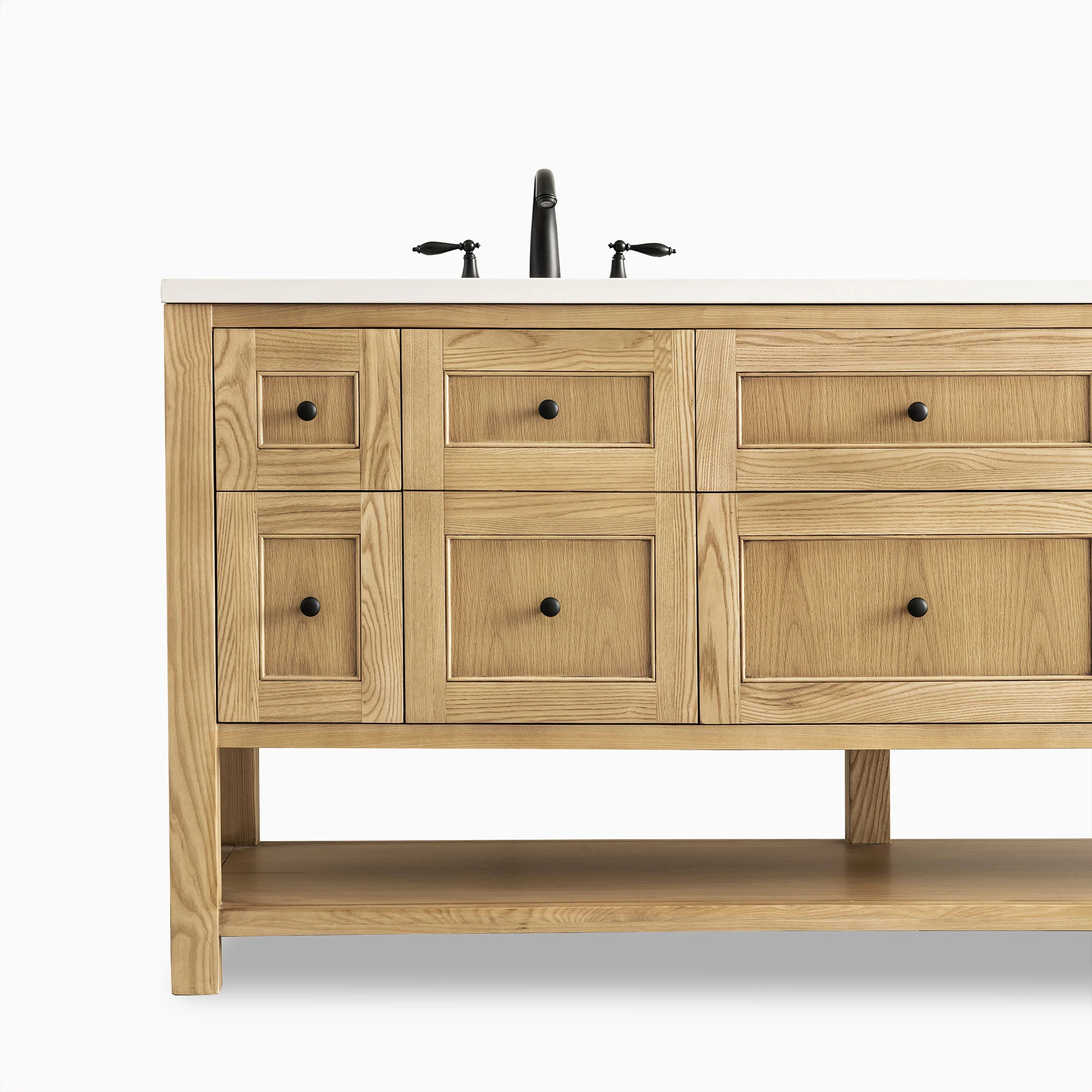 Bridgette 72" Double Vanity in Light Natural Oak with 3 cm White Zeus Quartz Top - Image 5