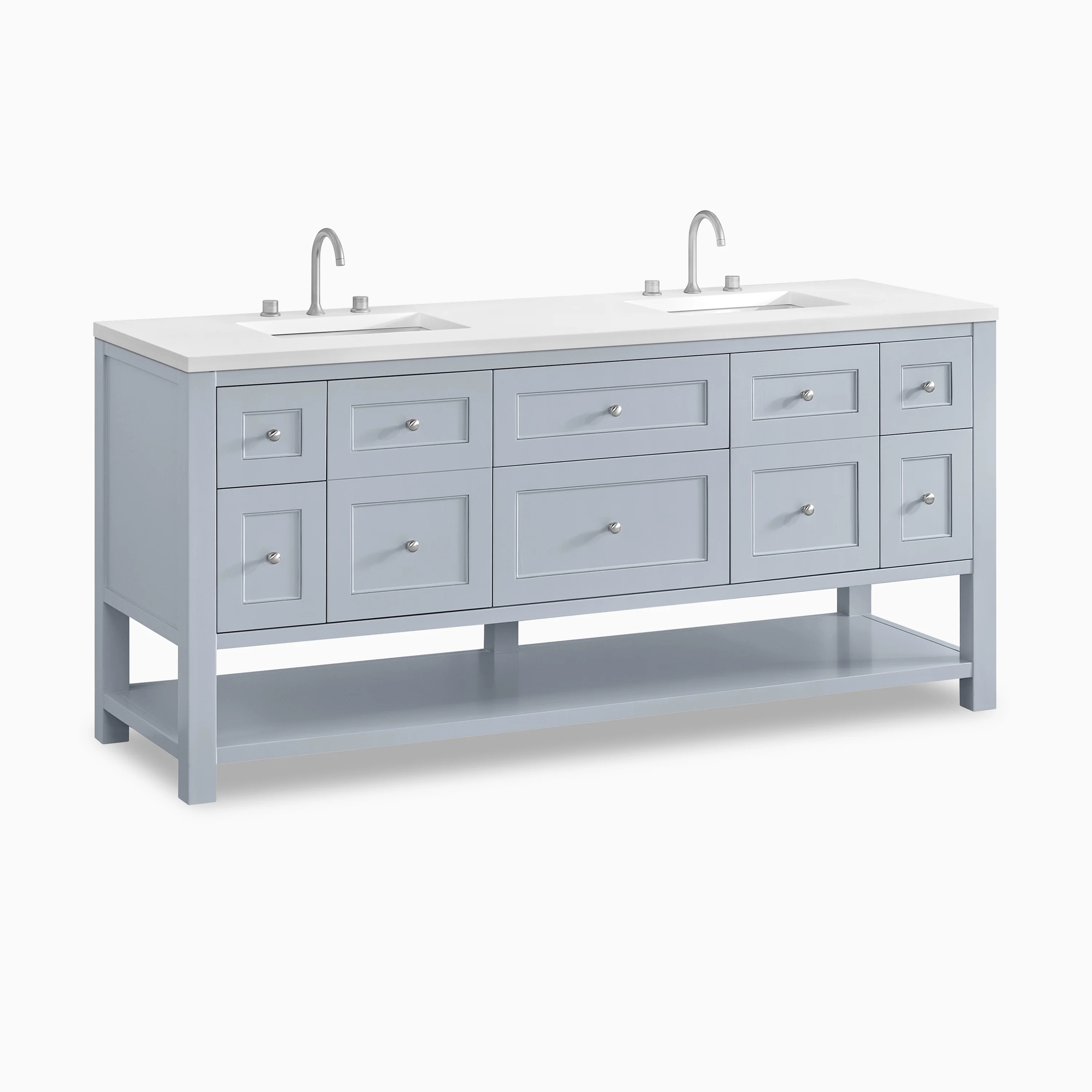 Bridgette 72" Double Vanity in Serenity Blue with 3 cm White Zeus Quartz Top - Image 3