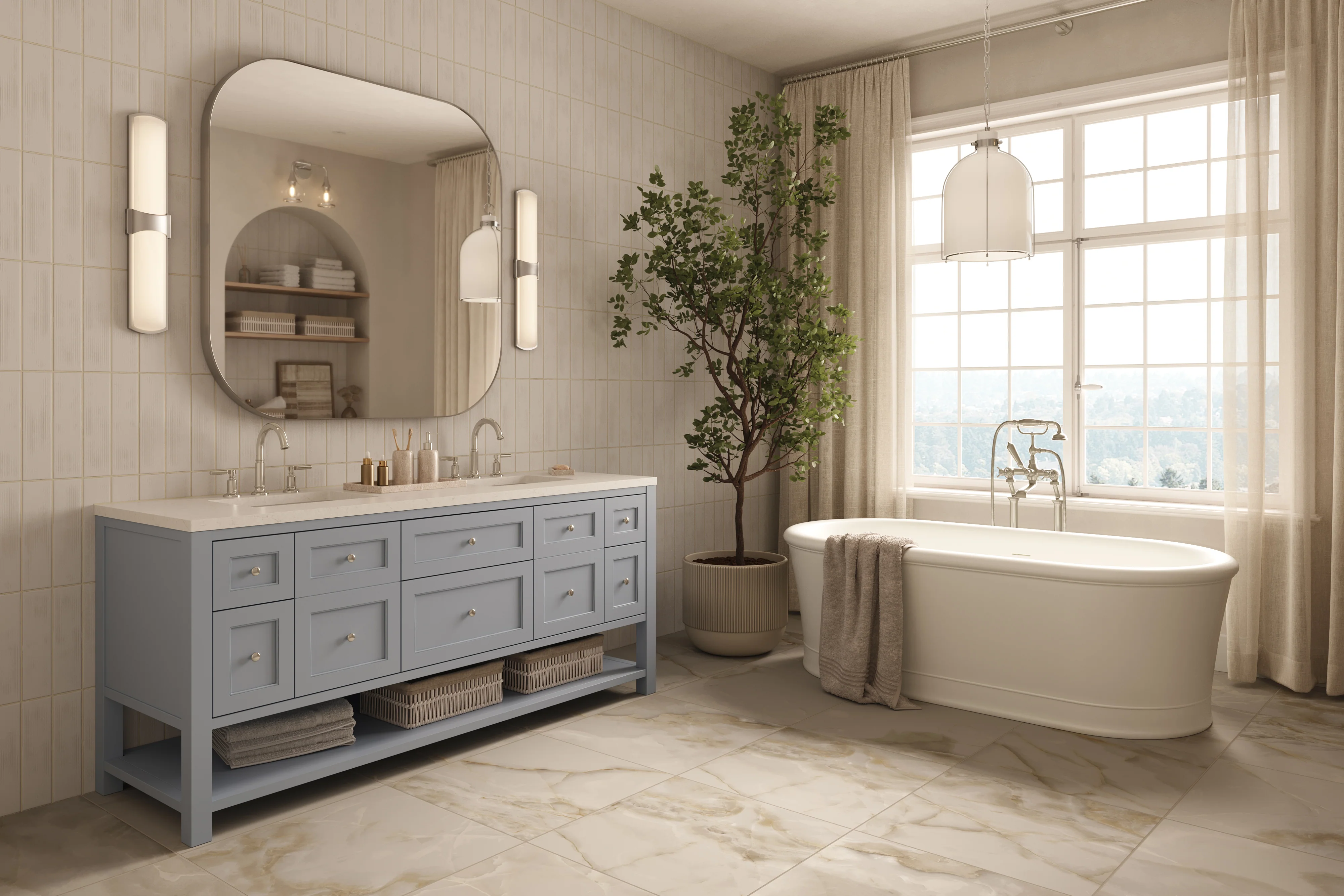 Bridgette 72" Double Vanity in Serenity Blue with 3 cm White Zeus Quartz Top - Image 9