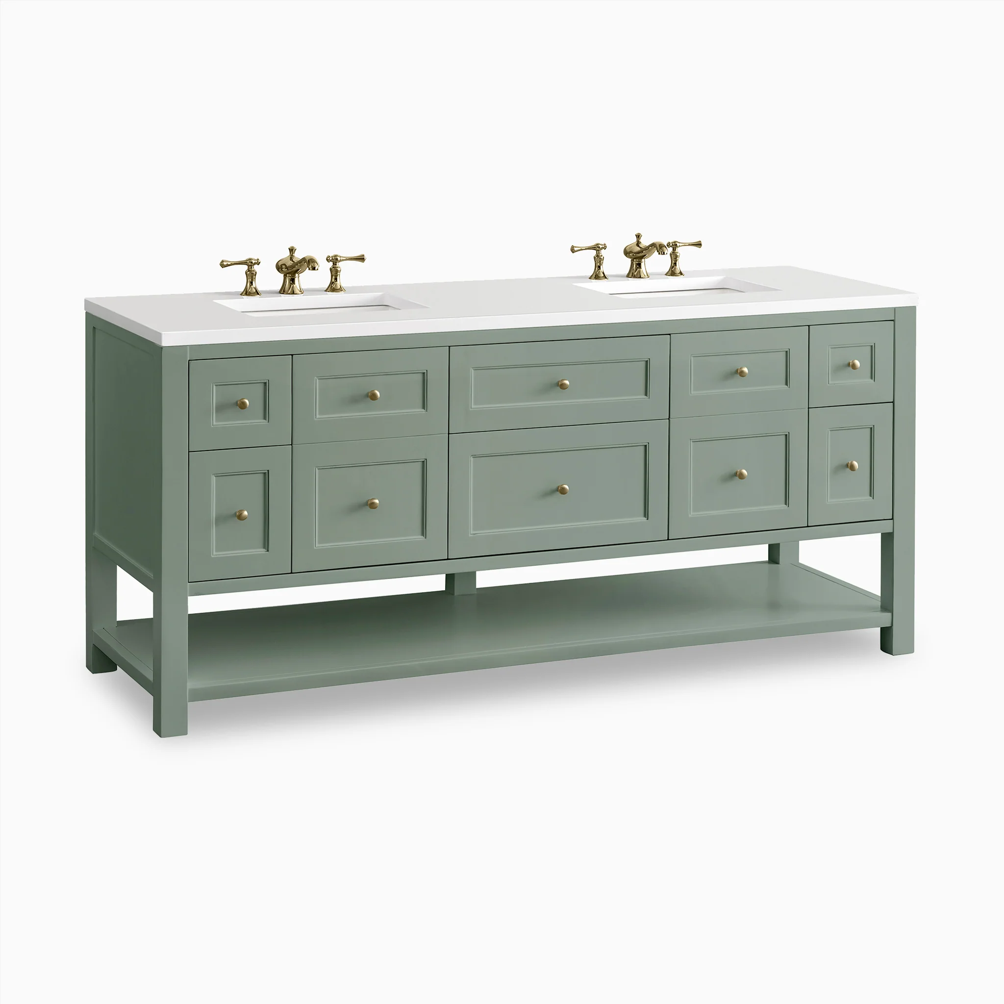 Bridgette 72" Double Vanity in Smokey Celadon with 3 cm White Zeus Quartz Top - Image 3