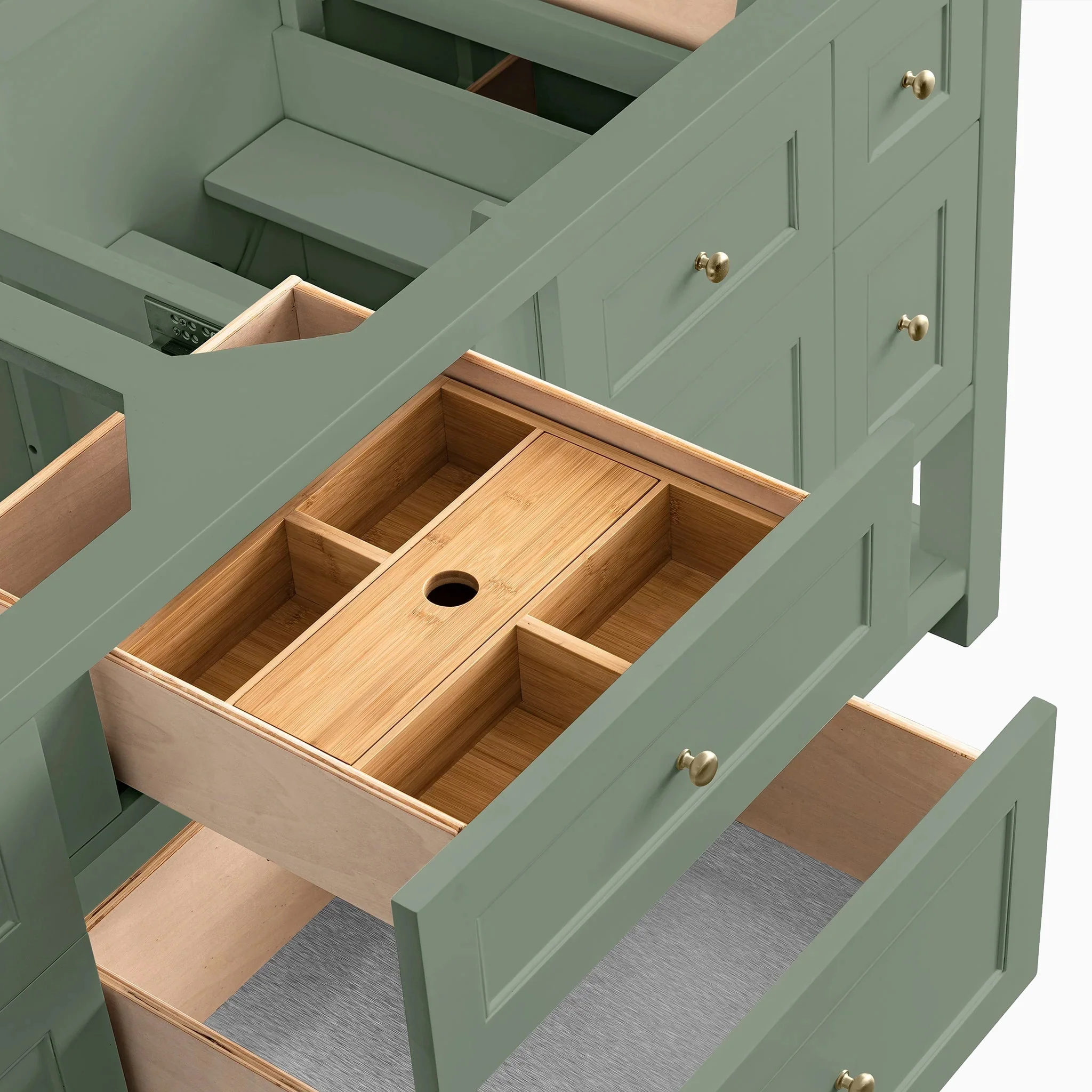 Bridgette 72" Double Vanity in Smokey Celadon with 3 cm White Zeus Quartz Top - Image 6