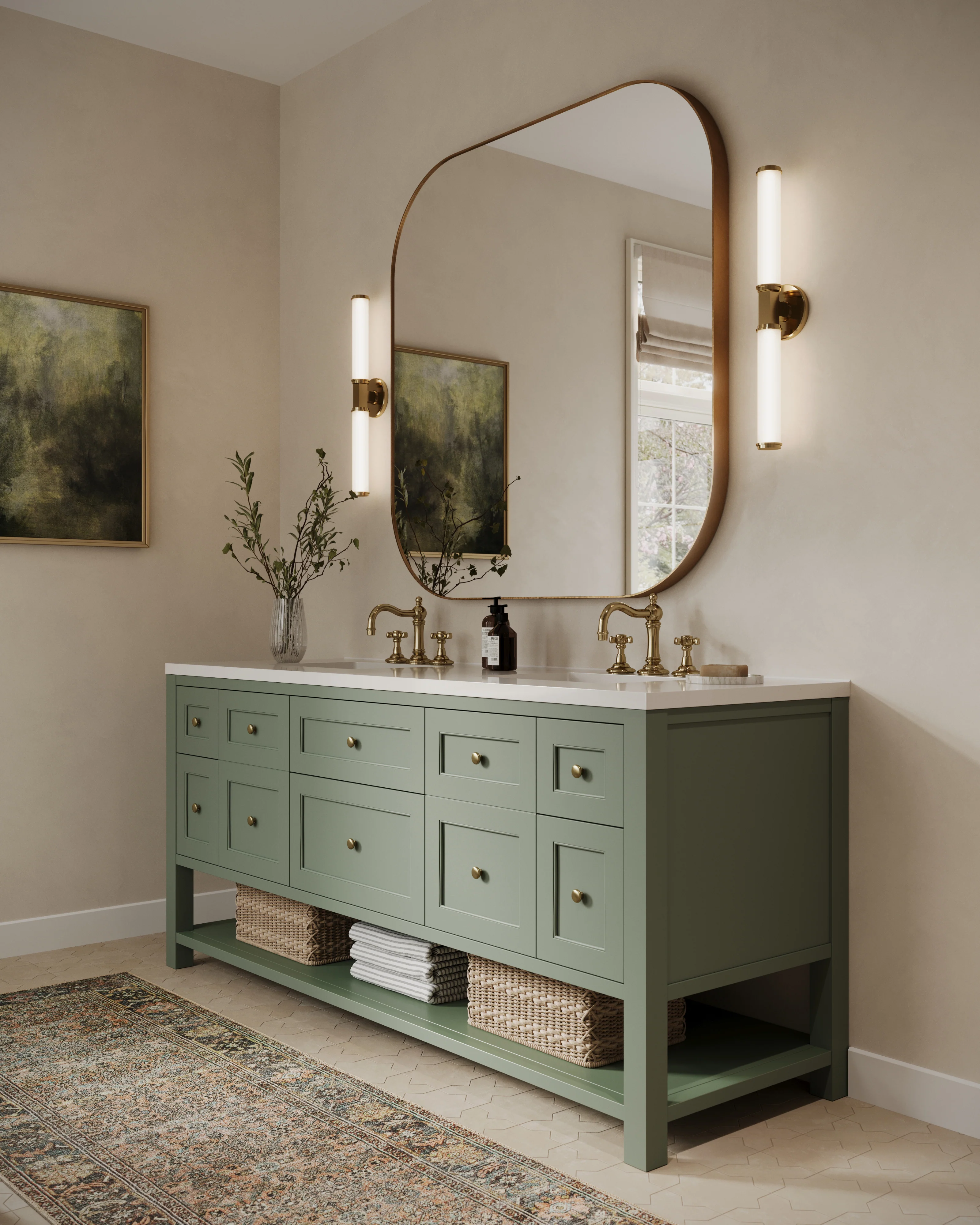 Bridgette 72" Double Vanity in Smokey Celadon with 3 cm White Zeus Quartz Top - Image 8