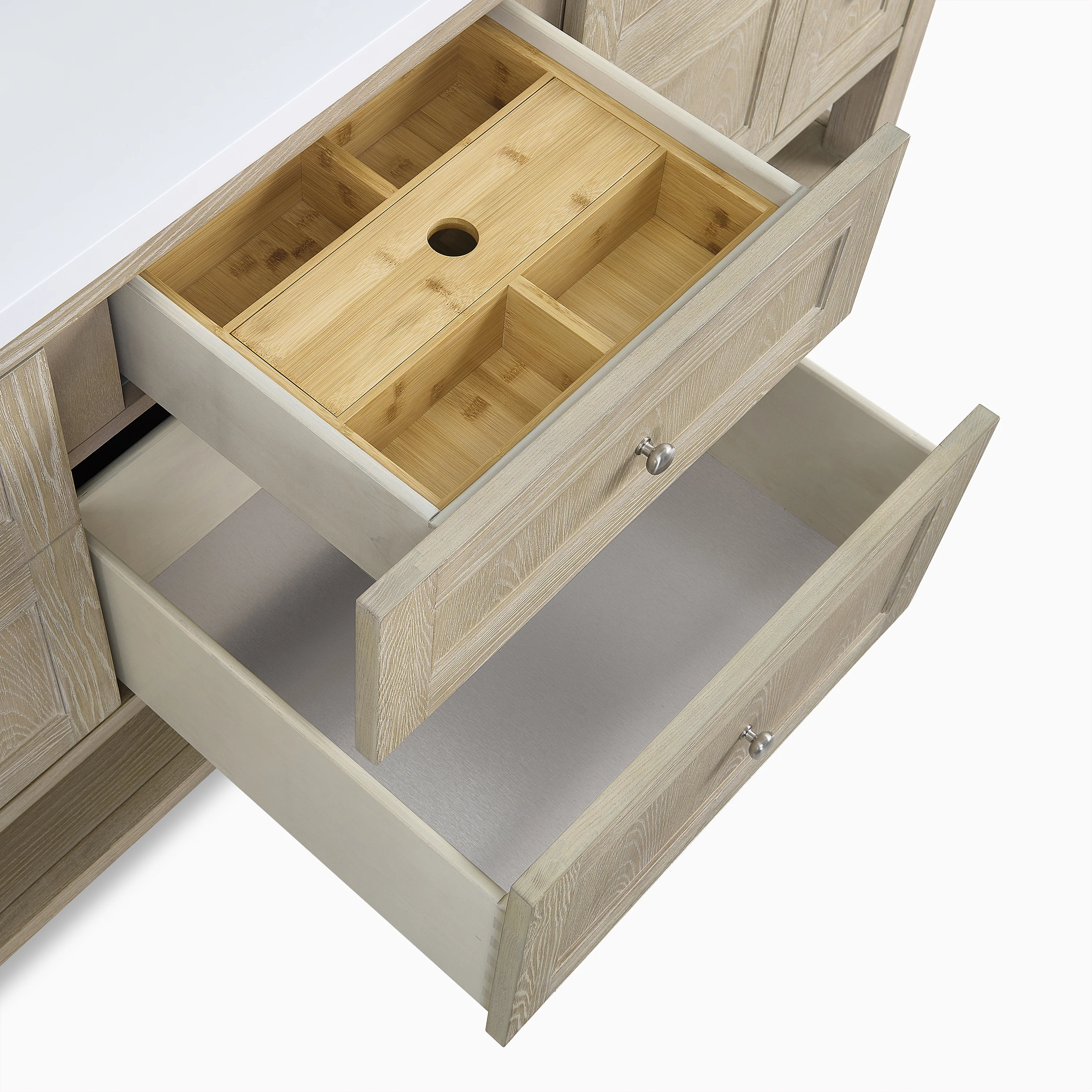 Bridgette 72" Double Vanity in Whitewashed Oak with 3 cm White Zeus Quartz Top - Image 6