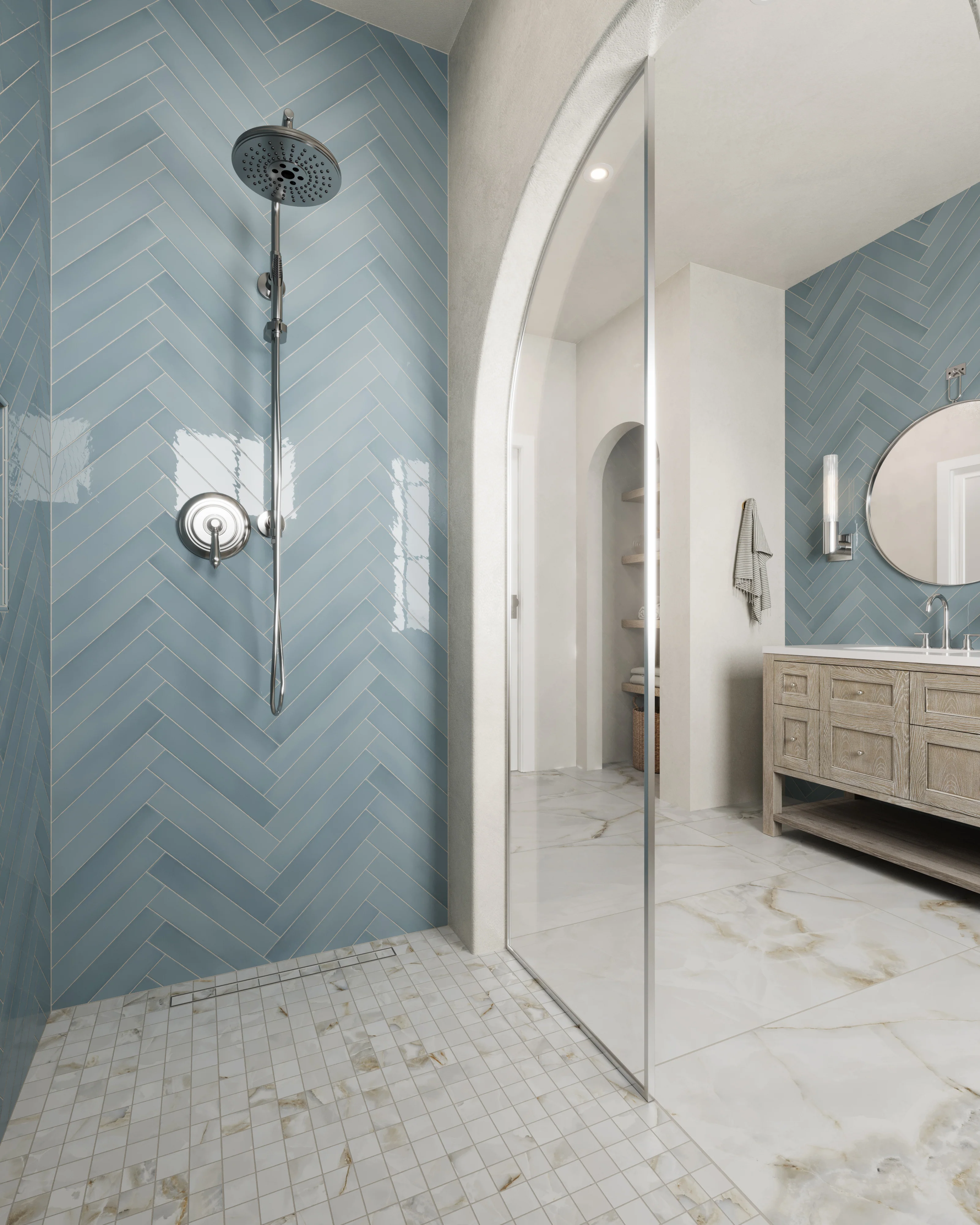 Bridgette 72" Double Vanity in Whitewashed Oak with 3 cm White Zeus Quartz Top - Image 8