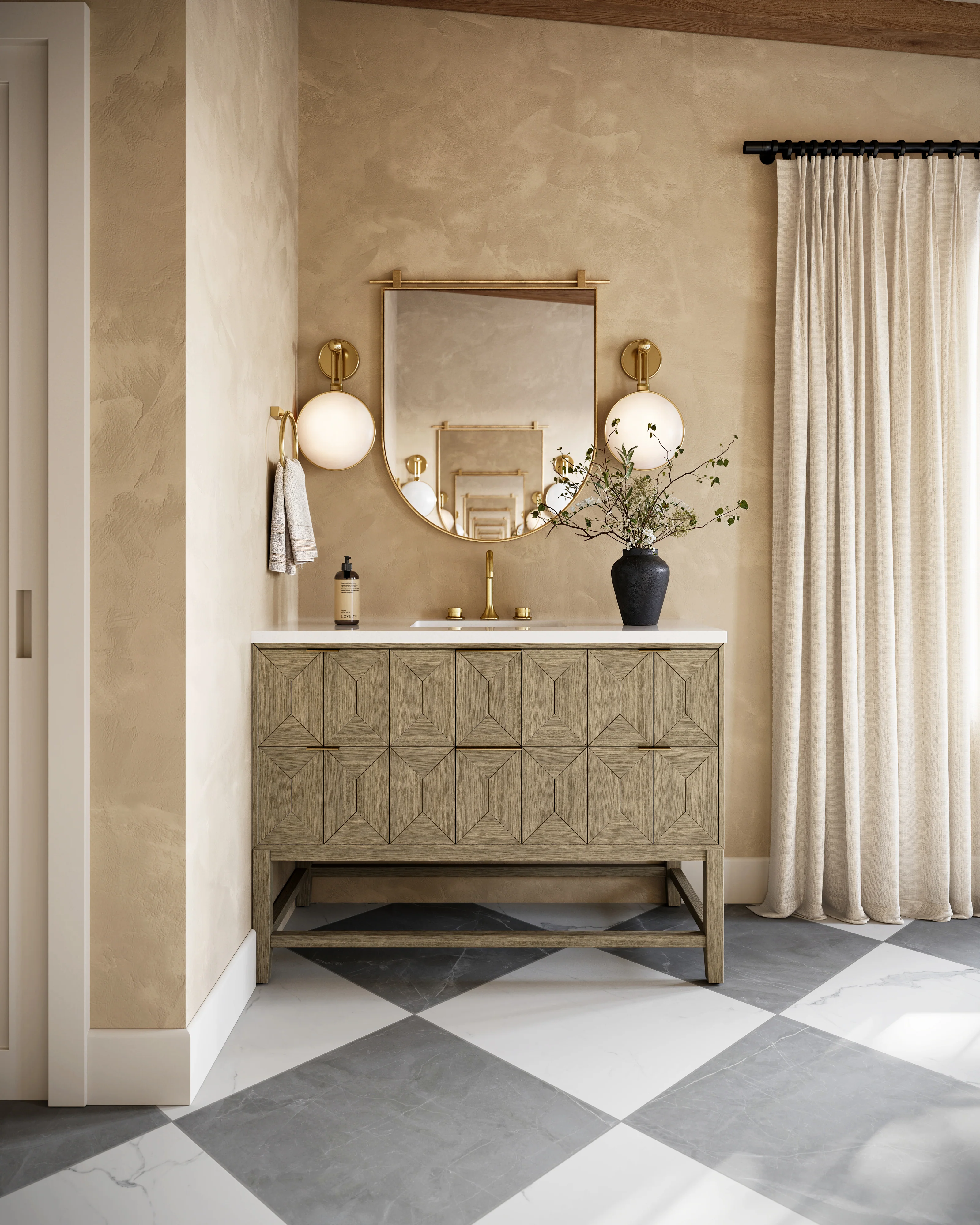 Gwen 48" Single Vanity in Pebble Oak with 3 cm White Zeus Quartz Top - Image 10