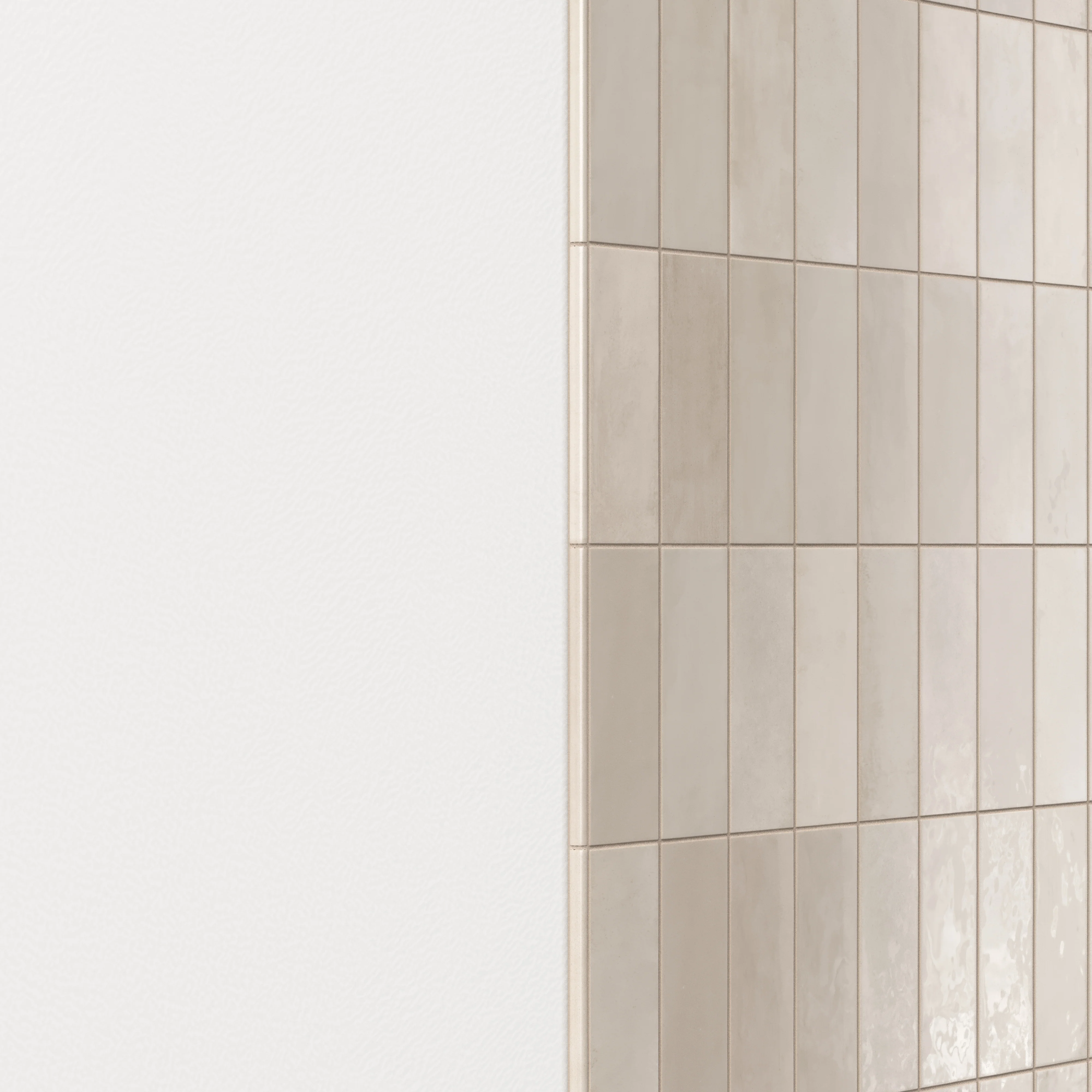 Cleo 0.43x6.3 Glossy Ceramic Rounded Edge Tile in Griege - Image 3