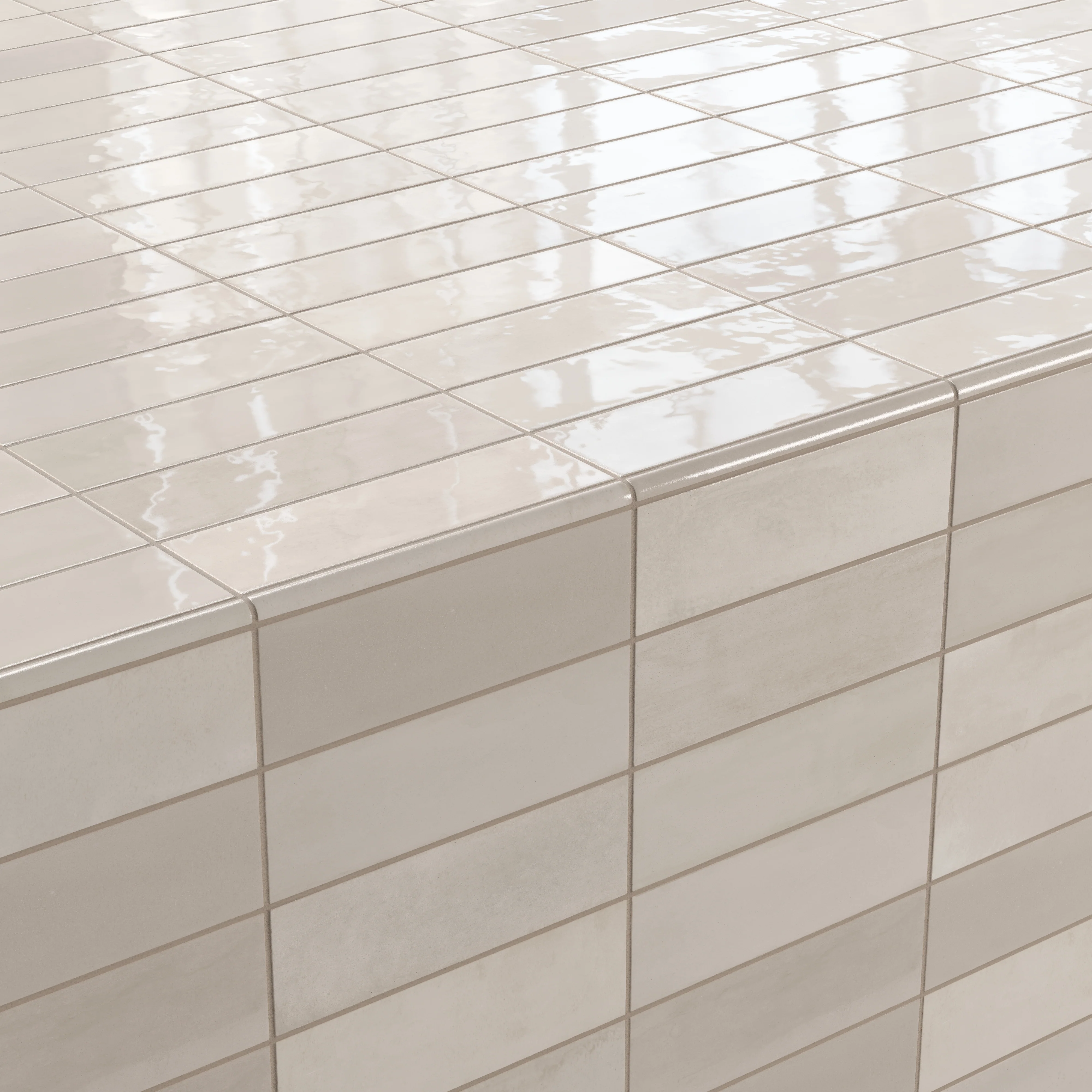 Cleo 0.43x6.3 Glossy Ceramic Rounded Edge Tile in Griege - Image 4