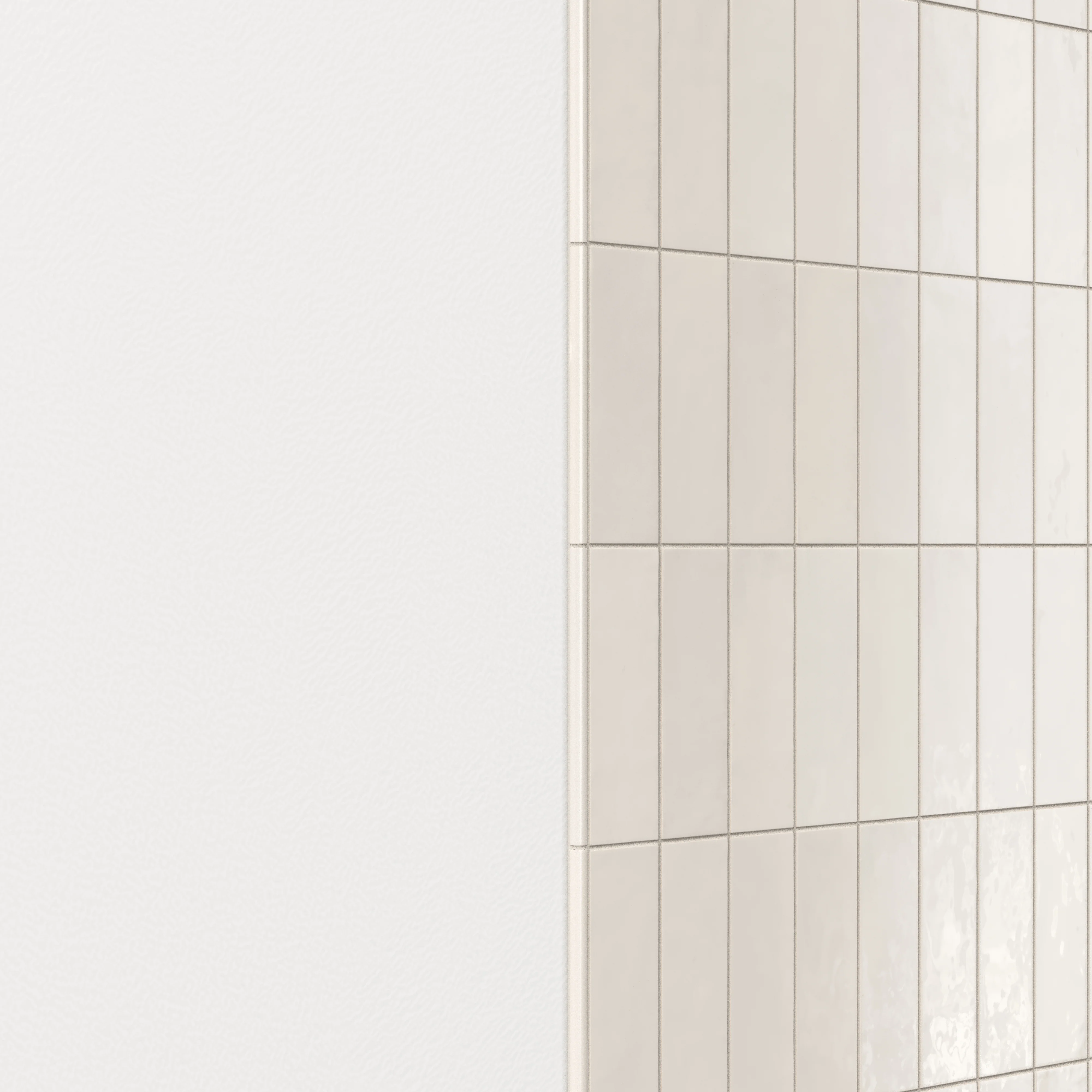 Cleo 0.43x6.3 Glossy Ceramic Rounded Edge Tile in Cream - Image 3