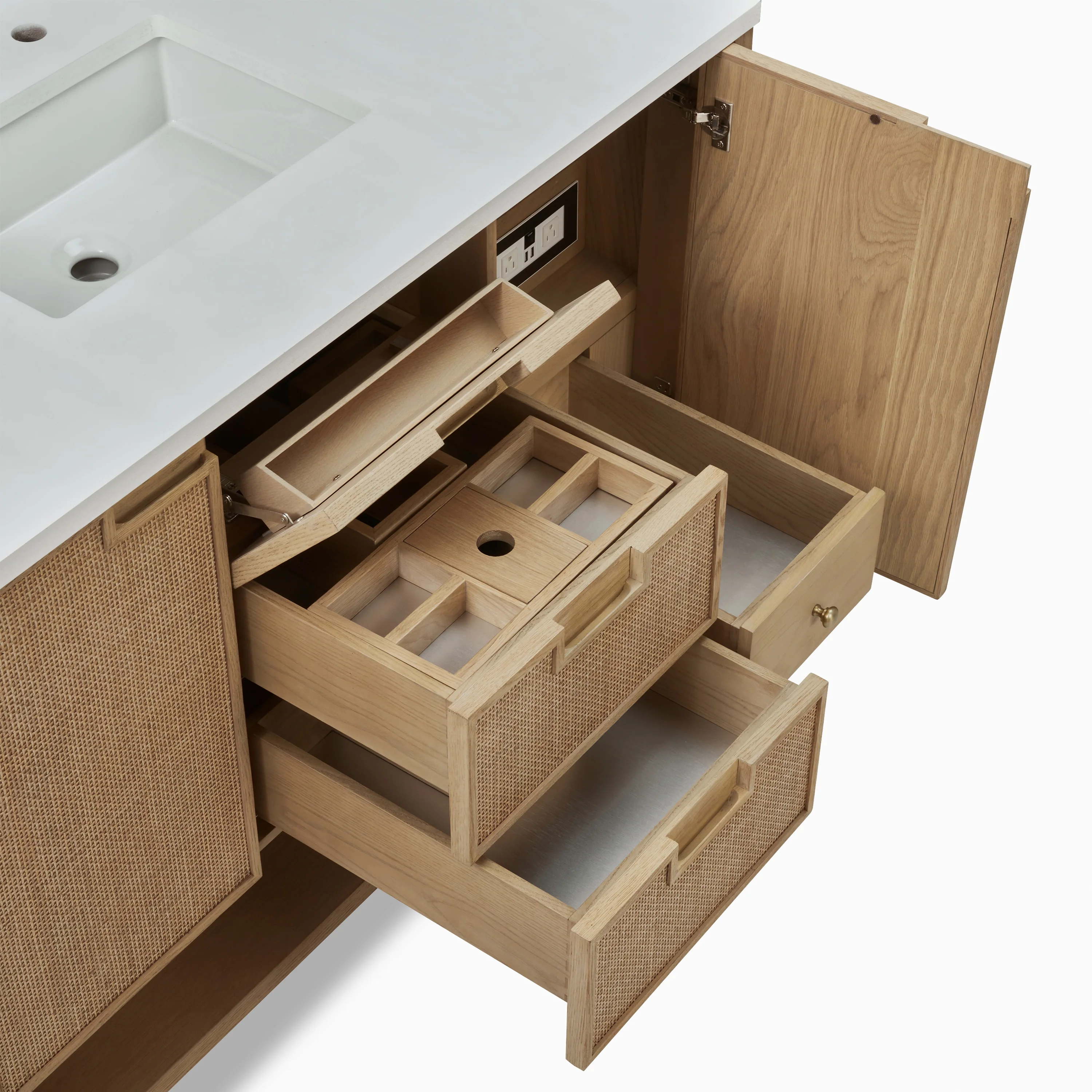 Delilah 48" Single Vanity in Seaside Oak with 3 cm White Zeus Quartz Top - Image 7