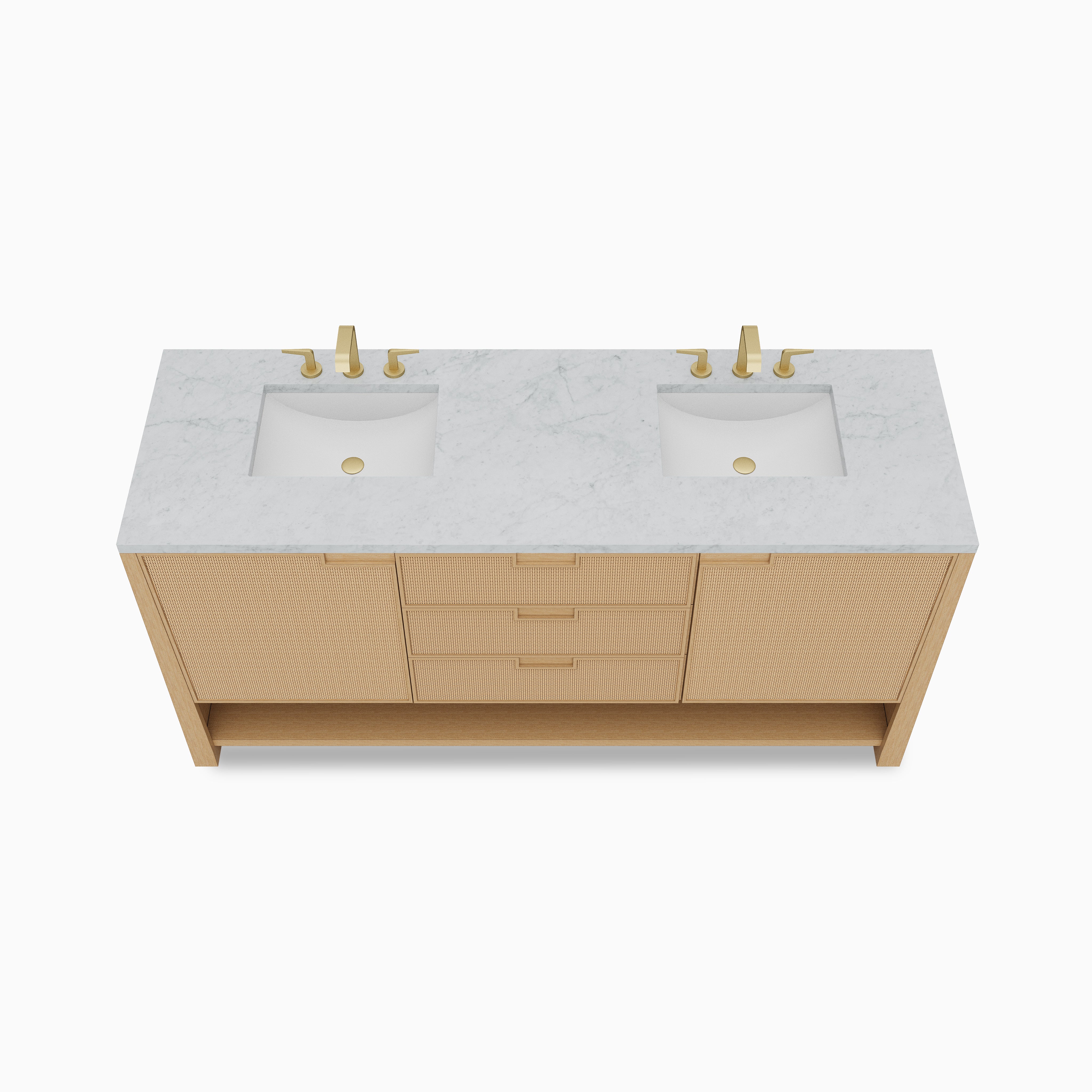 Delilah 72" Double Vanity in Seaside Oak with 3 cm Carrara Marble Top - Image 3