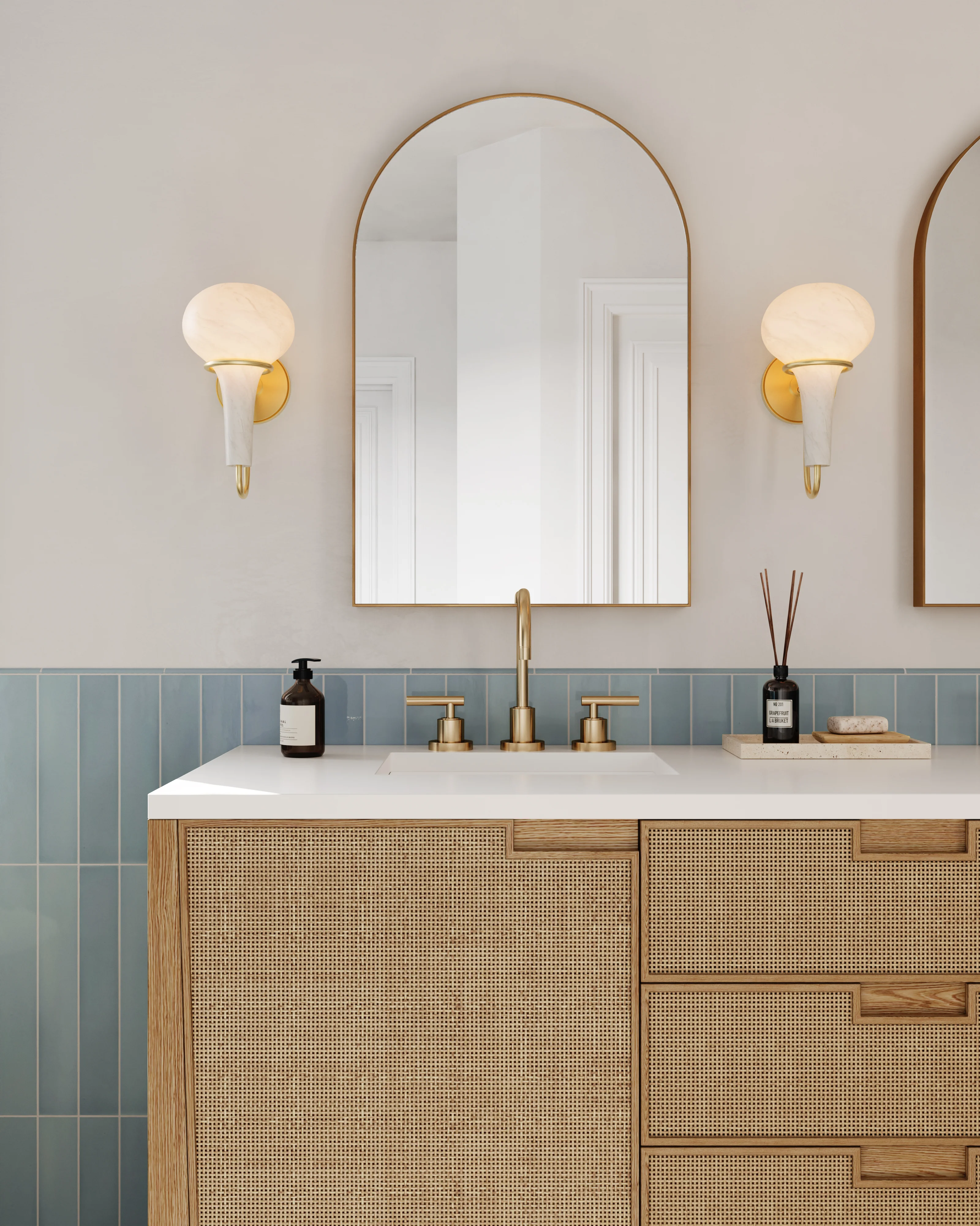 Delilah 72" Double Vanity in Seaside Oak with 3 cm White Zeus Quartz Top - Image 10