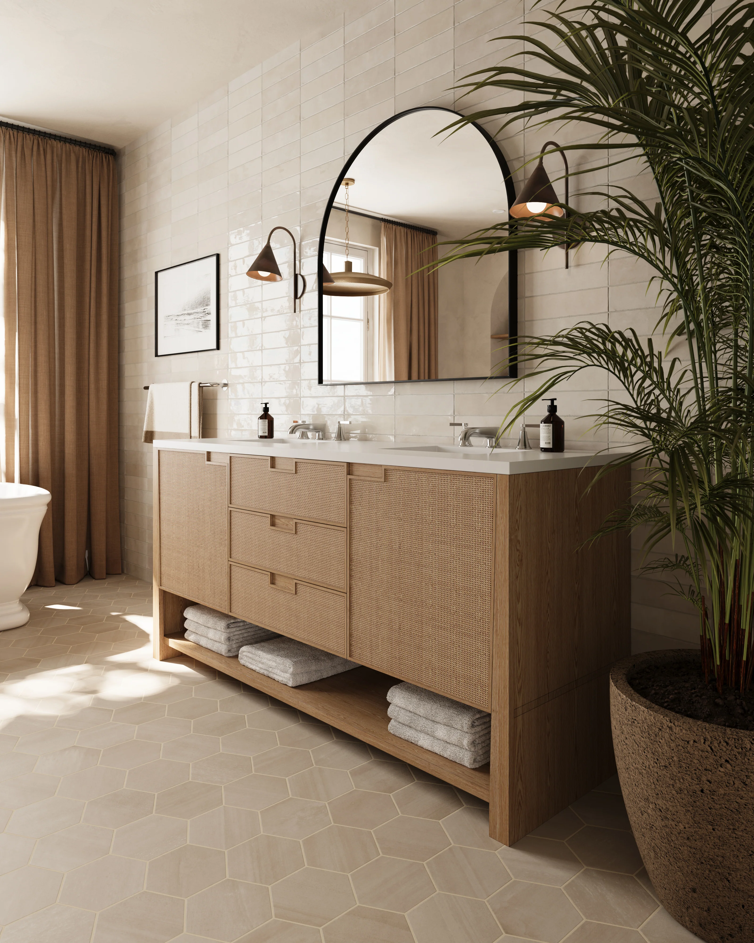 Delilah 72" Double Vanity in Seaside Oak with 3 cm White Zeus Quartz Top - Image 16