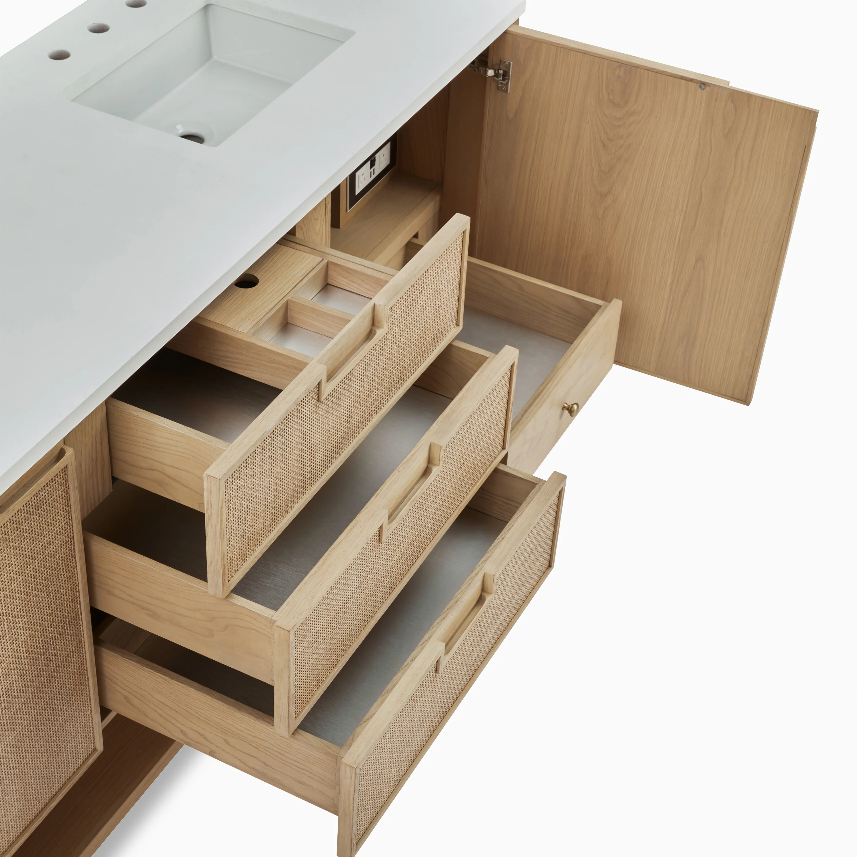 Delilah 72" Double Vanity in Seaside Oak with 3 cm White Zeus Quartz Top - Image 7