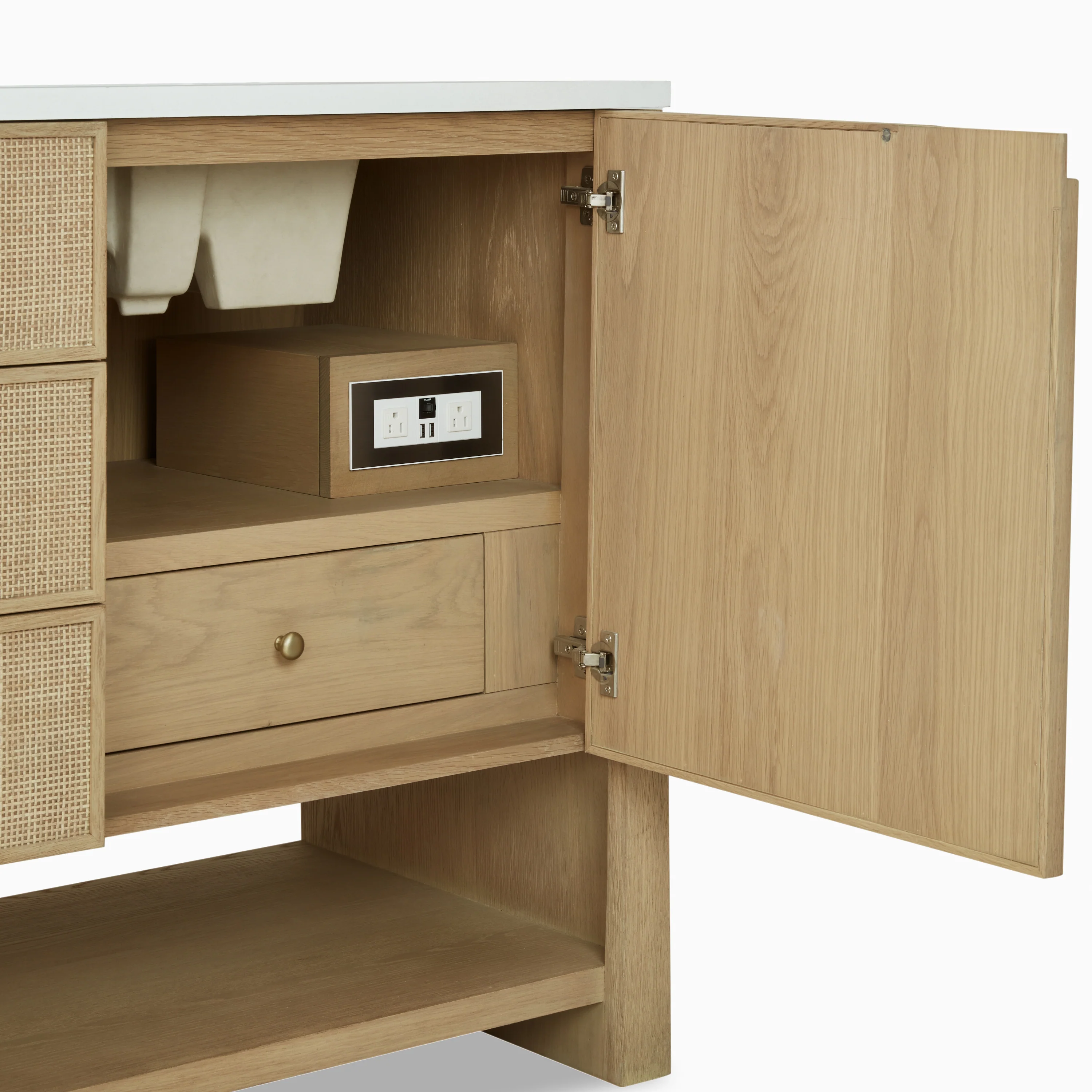 Delilah 72" Double Vanity in Seaside Oak with 3 cm White Zeus Quartz Top - Image 9