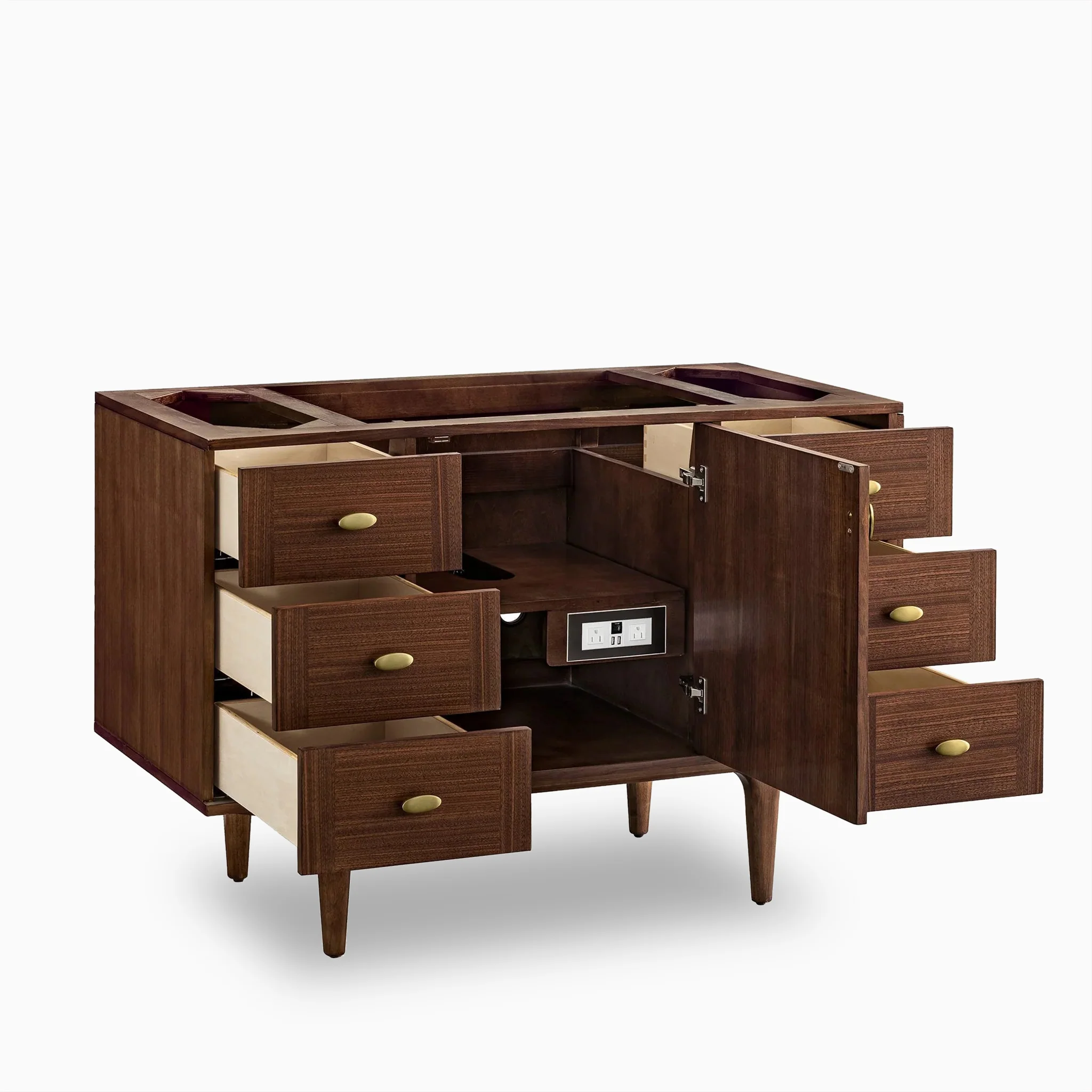 Demi 48" Single Vanity in Mid-Century Walnut with 3 cm White Zeus Quartz Top - Image 6