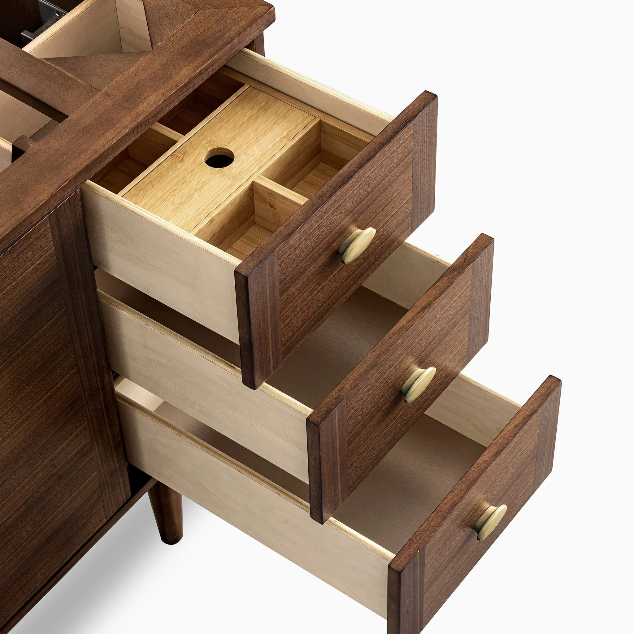 Demi 48" Single Vanity in Mid-Century Walnut with 3 cm White Zeus Quartz Top - Image 7