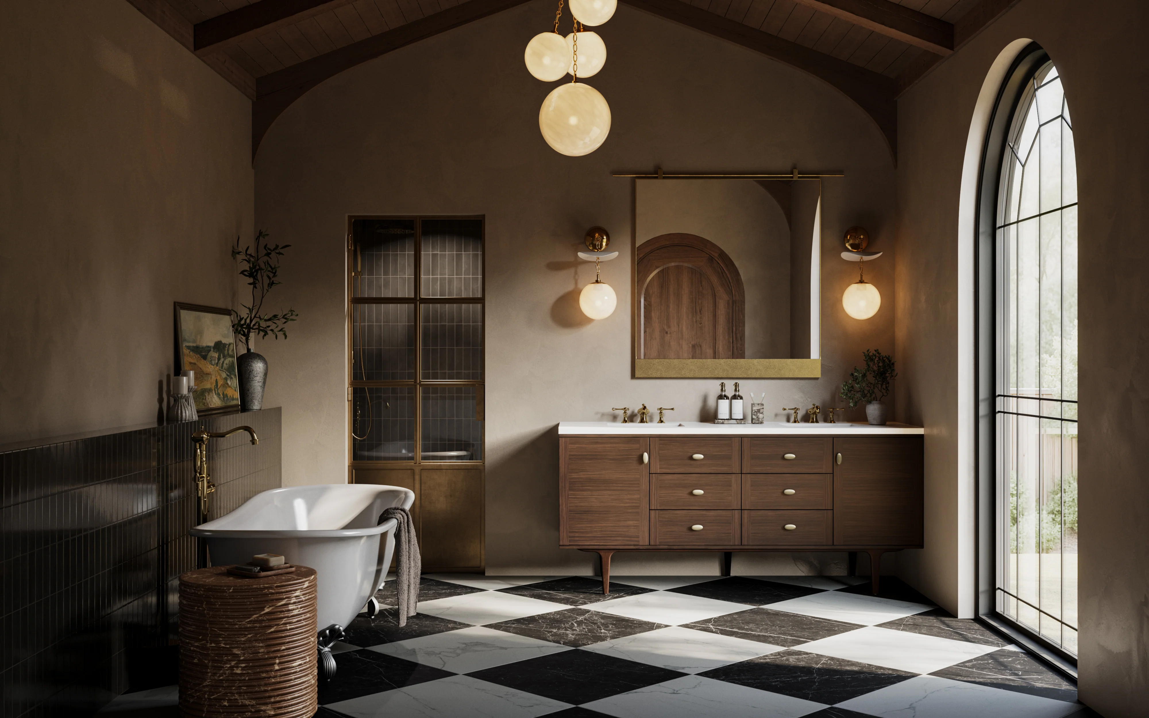 Demi 72" Double Vanity in Mid-Century Walnut with 3 cm White Zeus Quartz Top - Image 10