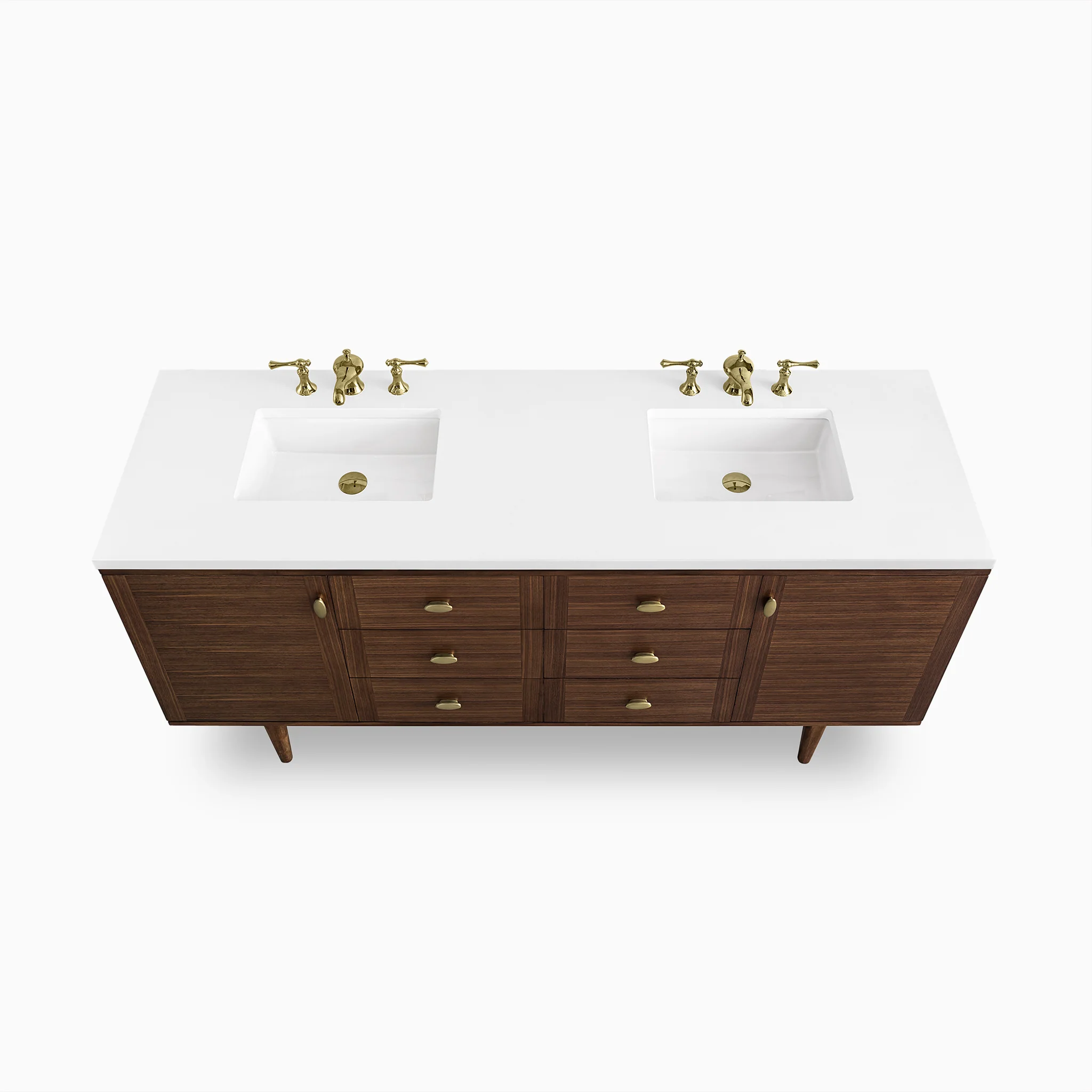 Demi 72" Double Vanity in Mid-Century Walnut with 3 cm White Zeus Quartz Top - Image 4