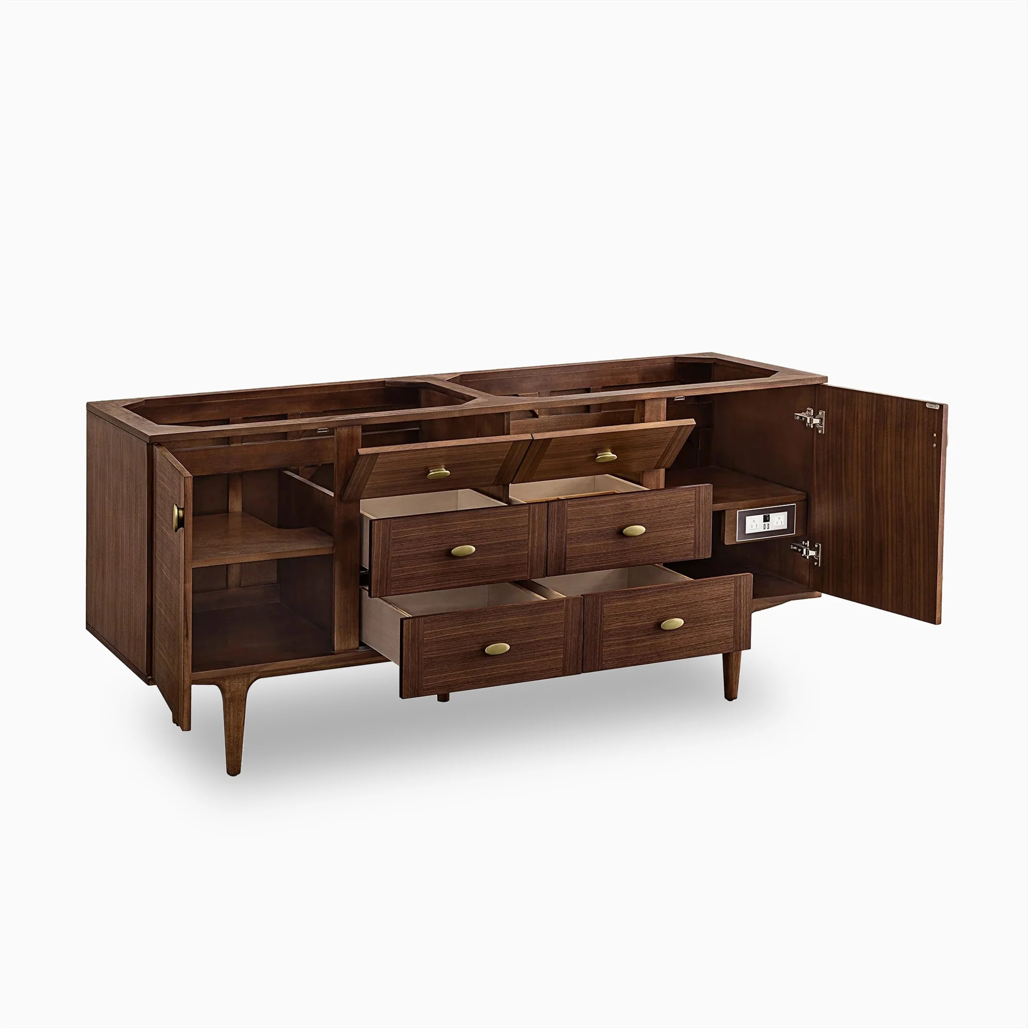 Demi 72" Double Vanity in Mid-Century Walnut with 3 cm White Zeus Quartz Top - Image 5